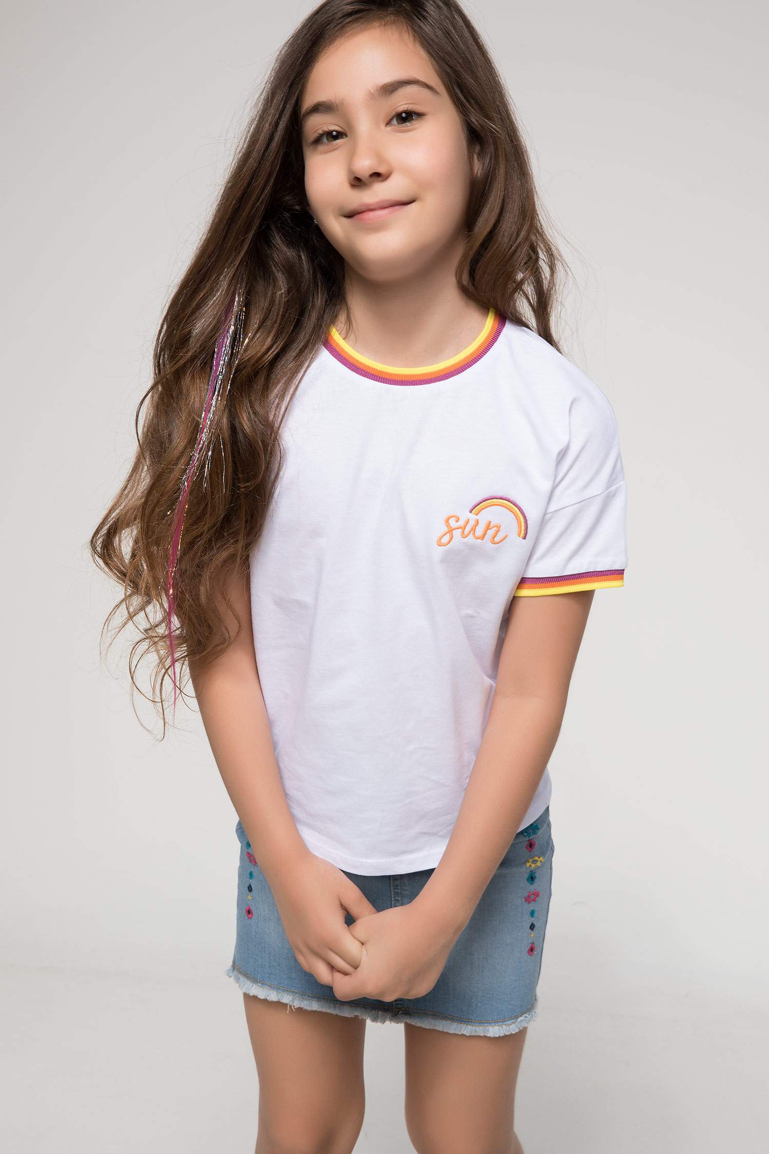 Defacto Şerit Detaylı Baskılı T-shirt. 1