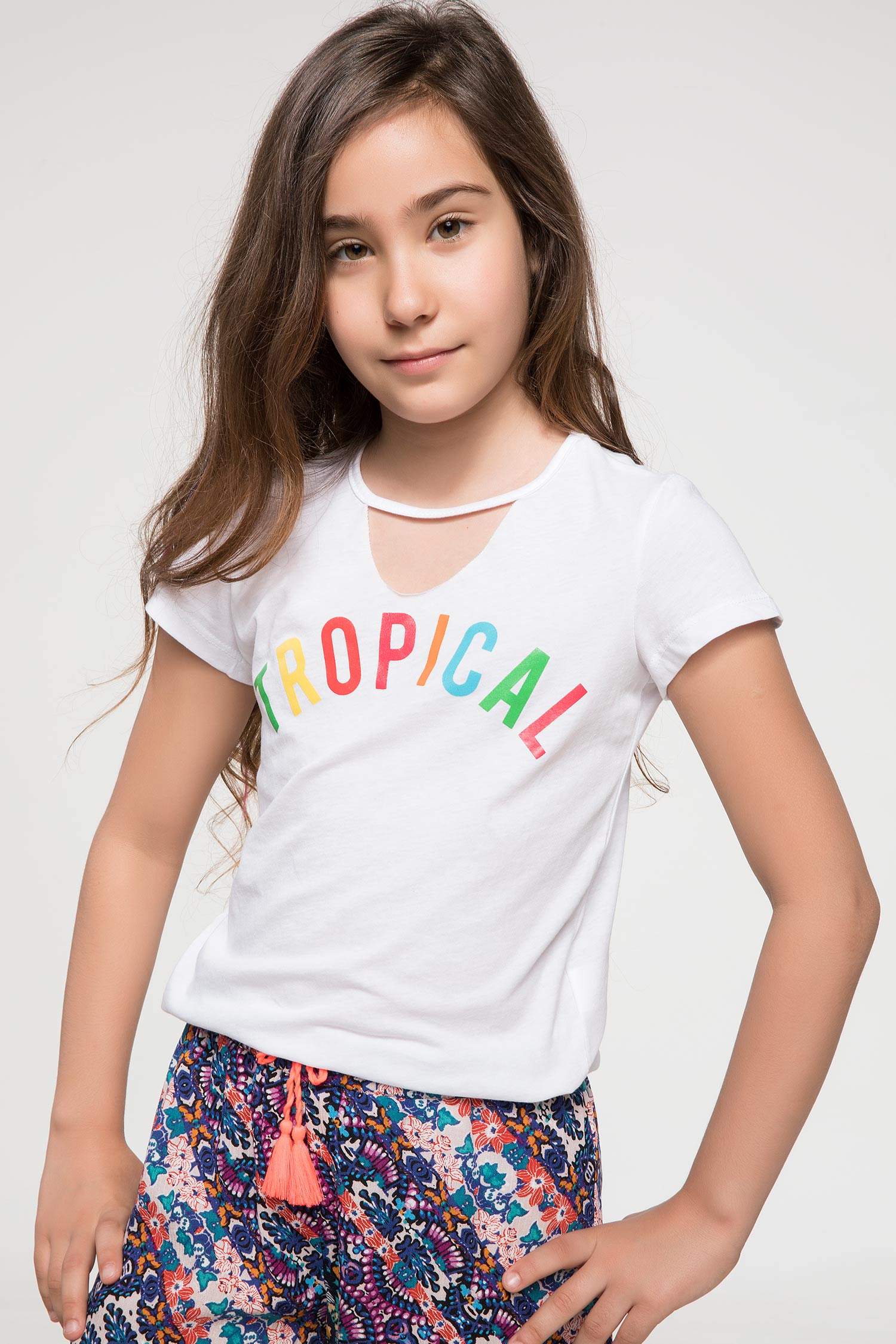 Defacto Tropik Baskılı T-shirt. 1