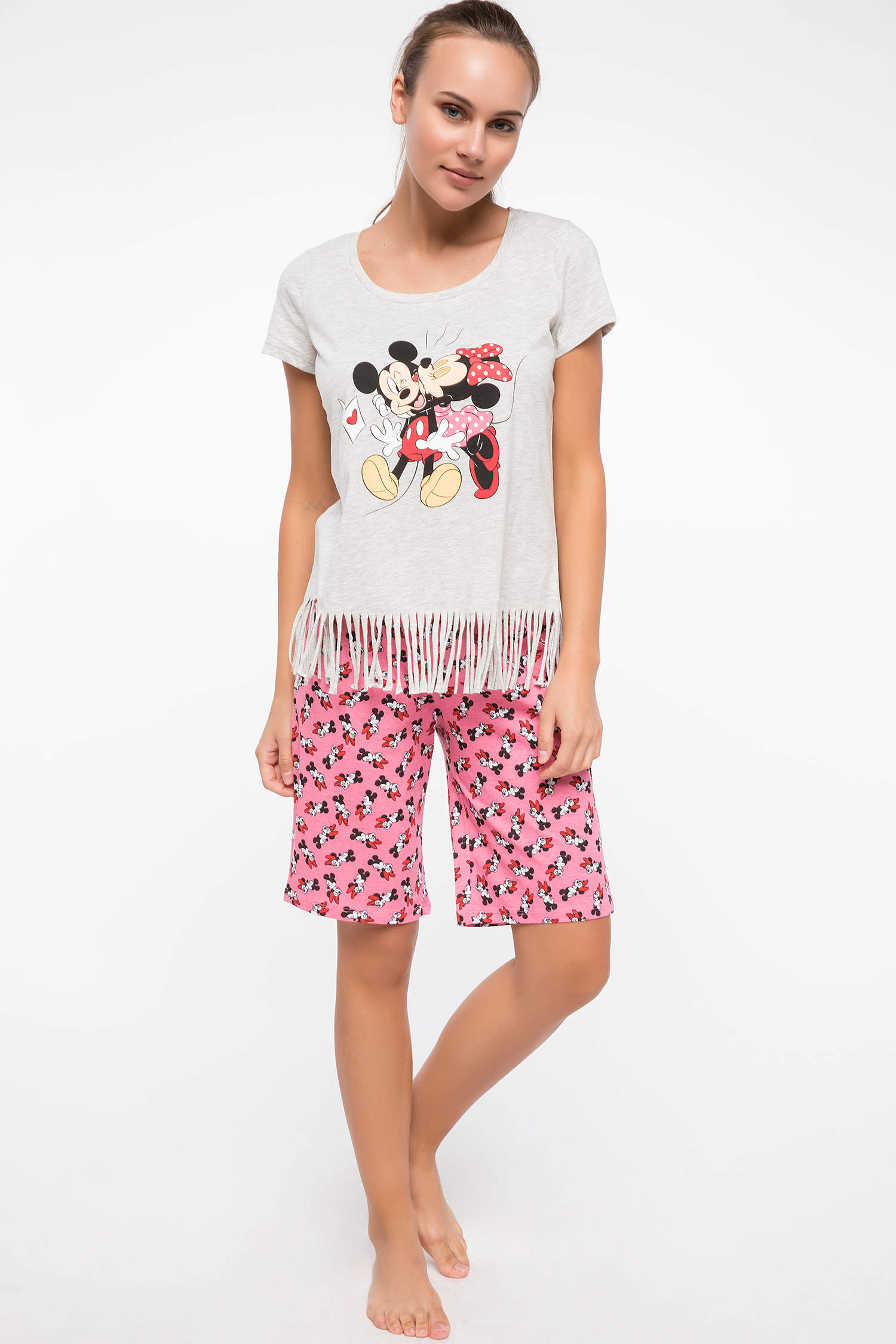 Defacto Mickey Mouse Lisanslı Püskül Detaylı Pijama Takımı. 1