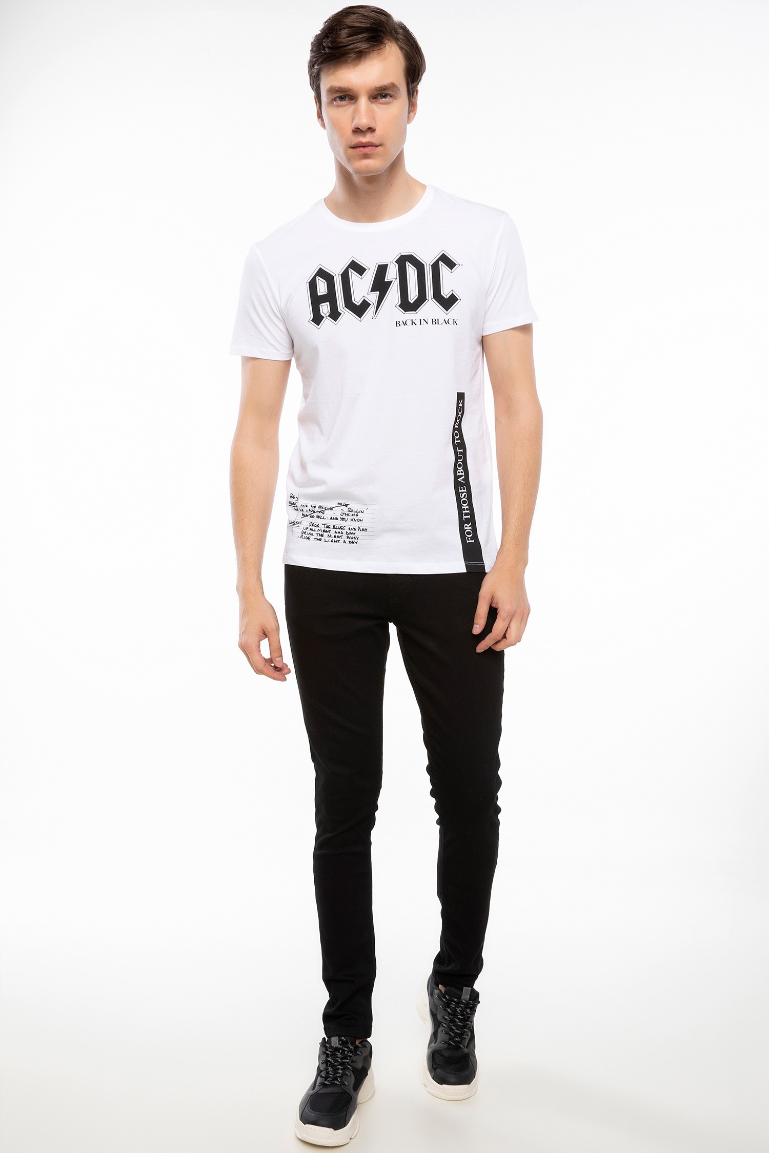 Defacto AC/DC Lisanslı Slim Fit T-shirt. 2