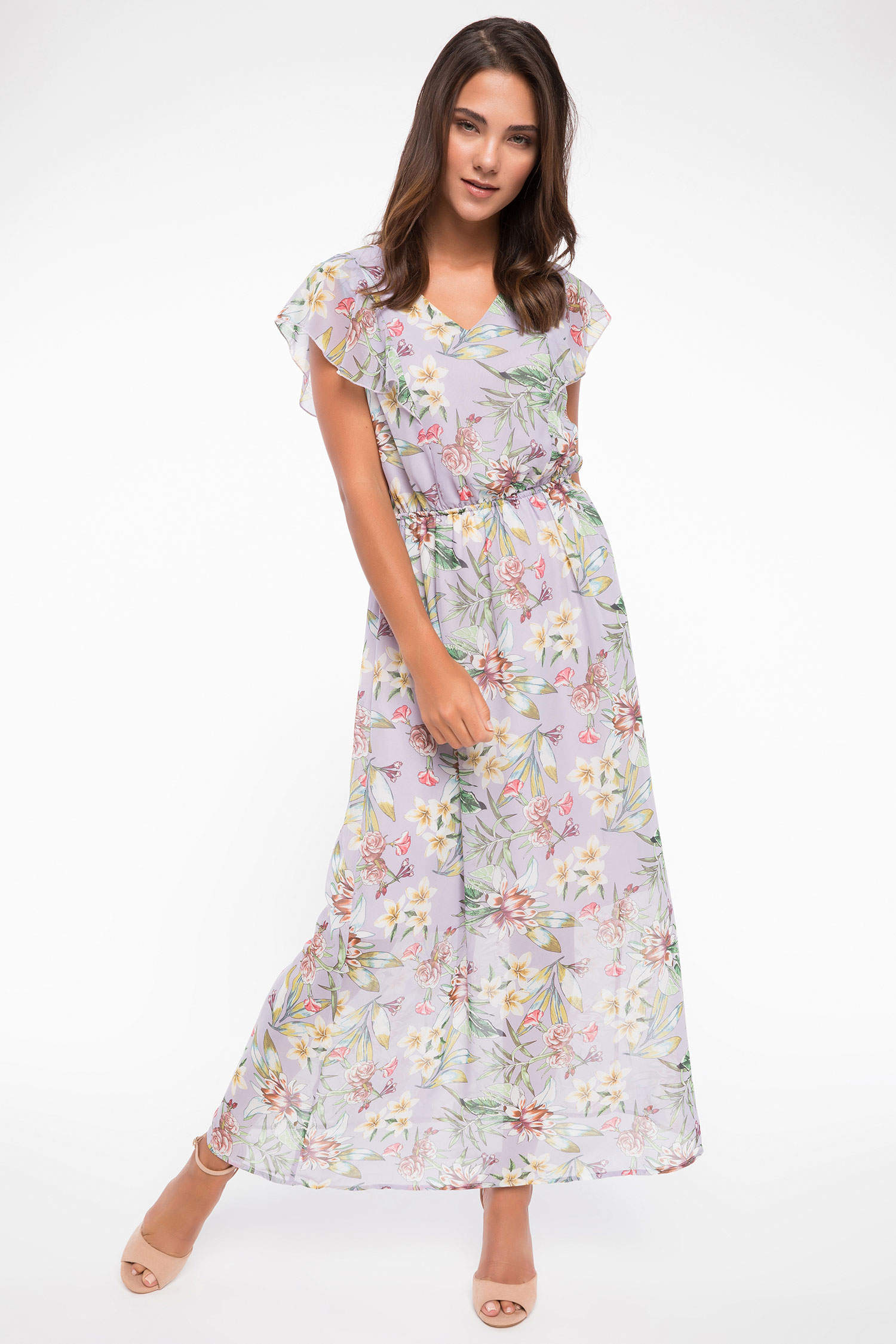 Defacto Floral Desenli Şifon Elbise. 1