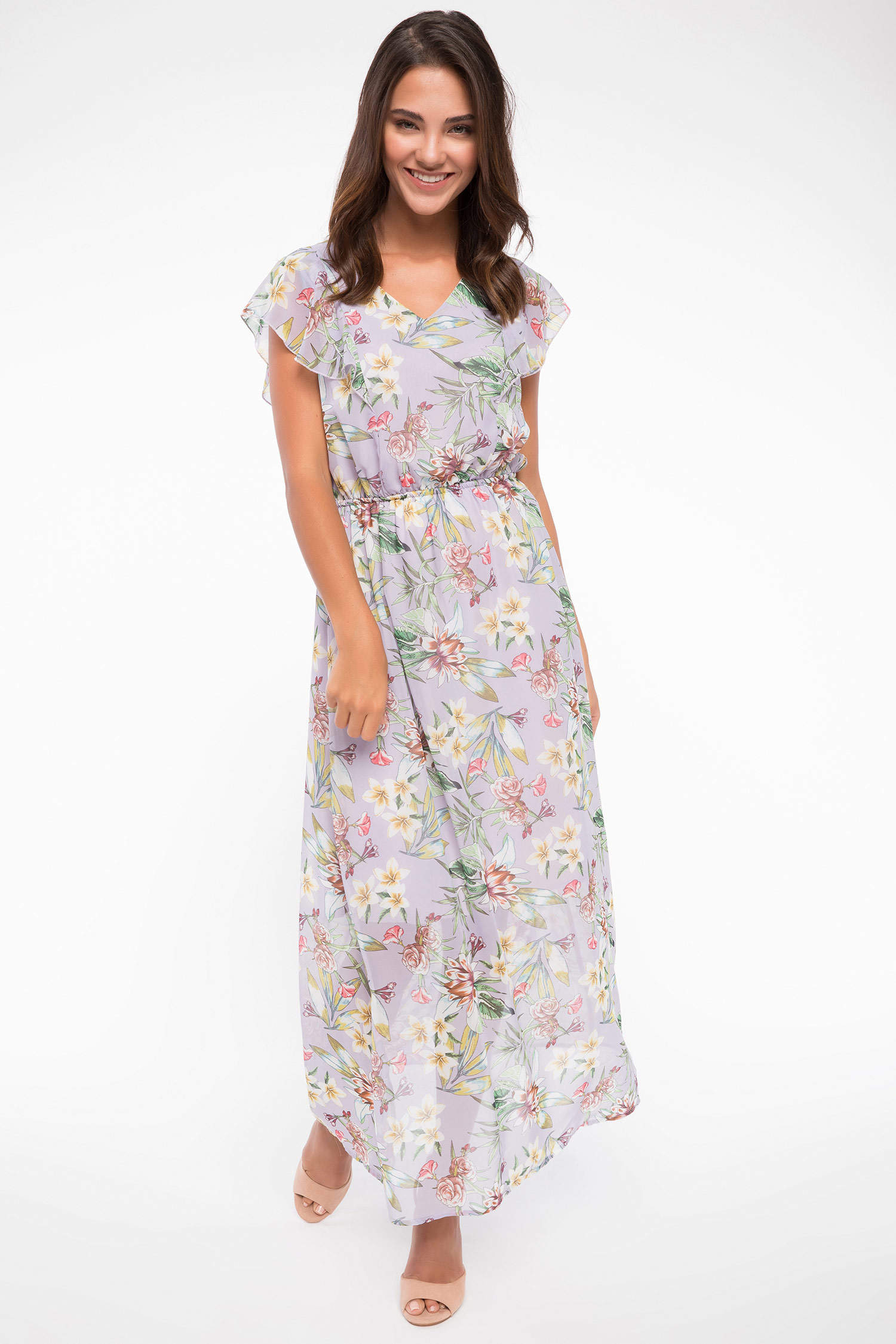 Defacto Floral Desenli Şifon Elbise. 3