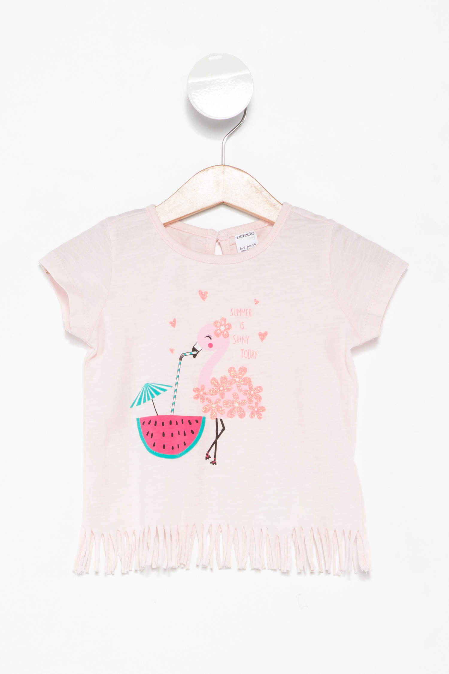 Defacto Kız Bebek Püskül Detaylı Baskılı T-shirt. 1