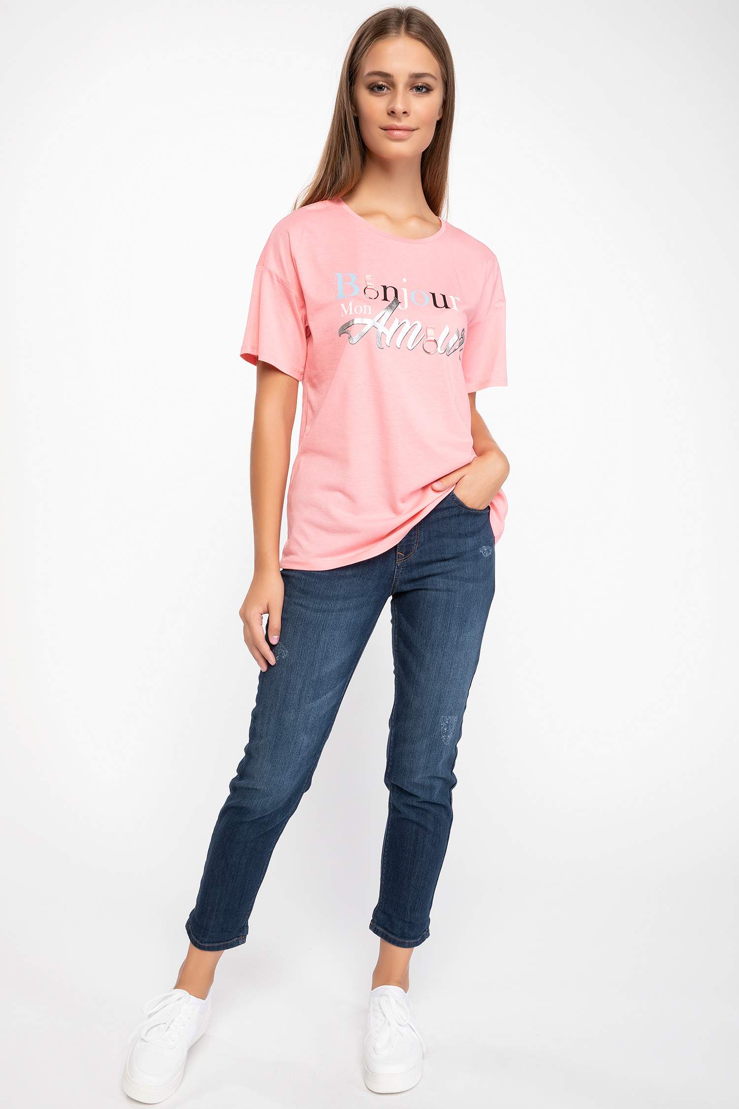 Defacto Yazı Baskılı T-shirt. 2