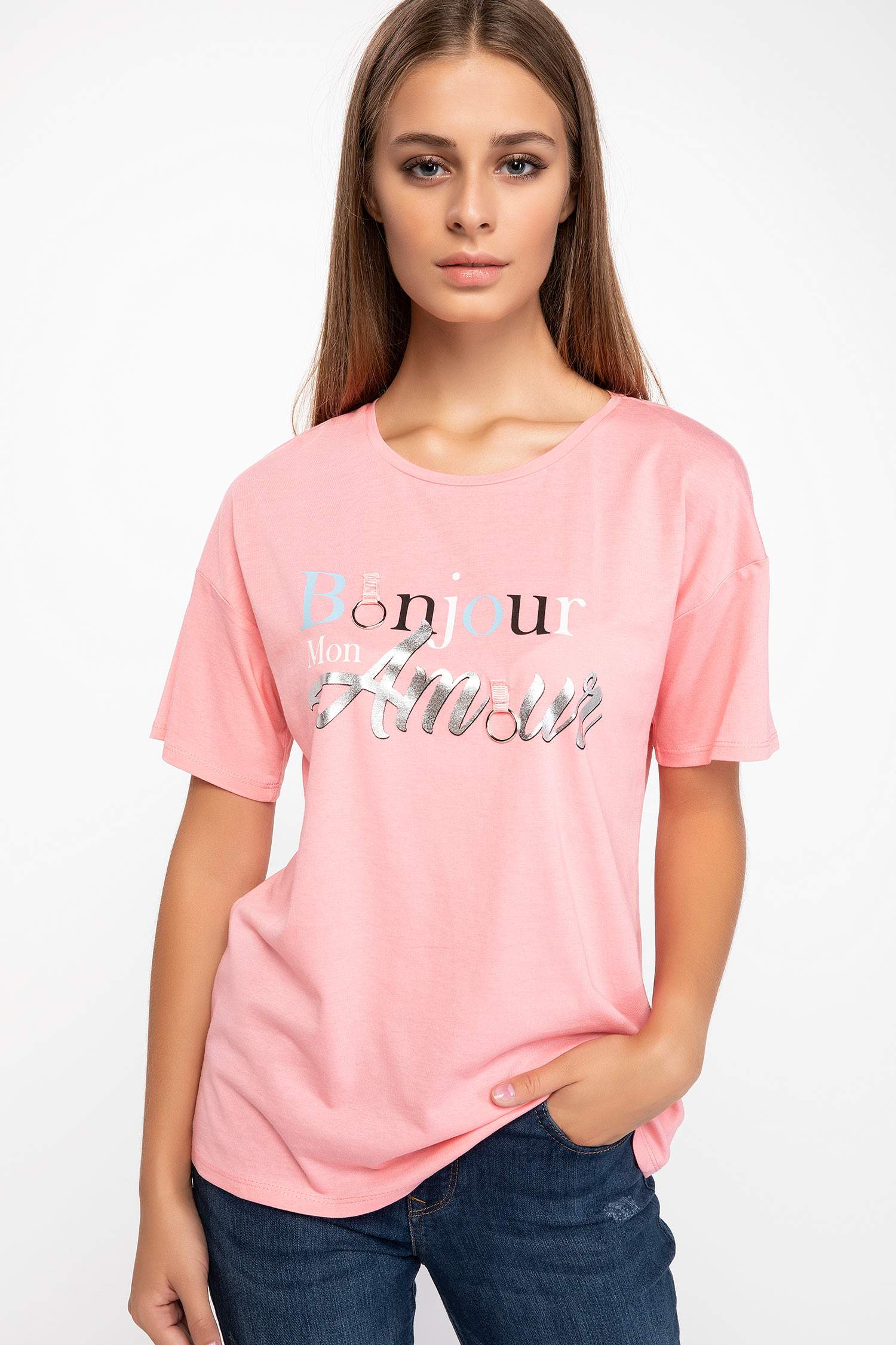 Defacto Yazı Baskılı T-shirt. 3