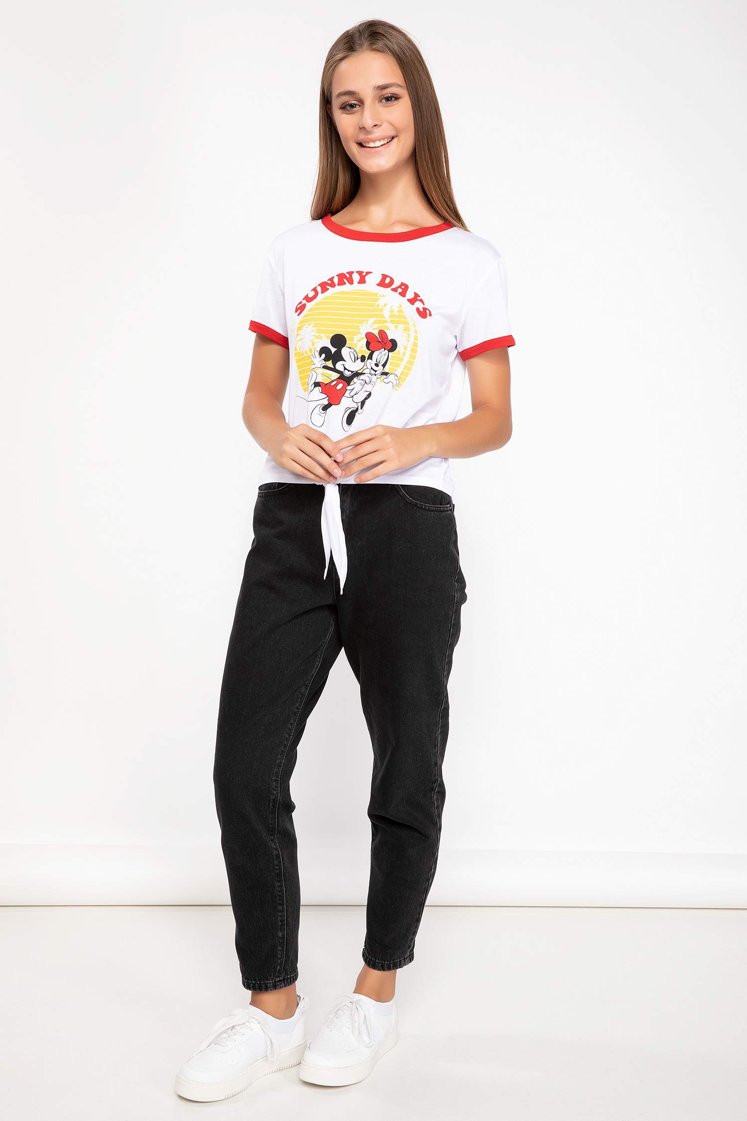 Defacto Mickey Mouse Lisanslı Beli Bağlamalı T-shirt. 2