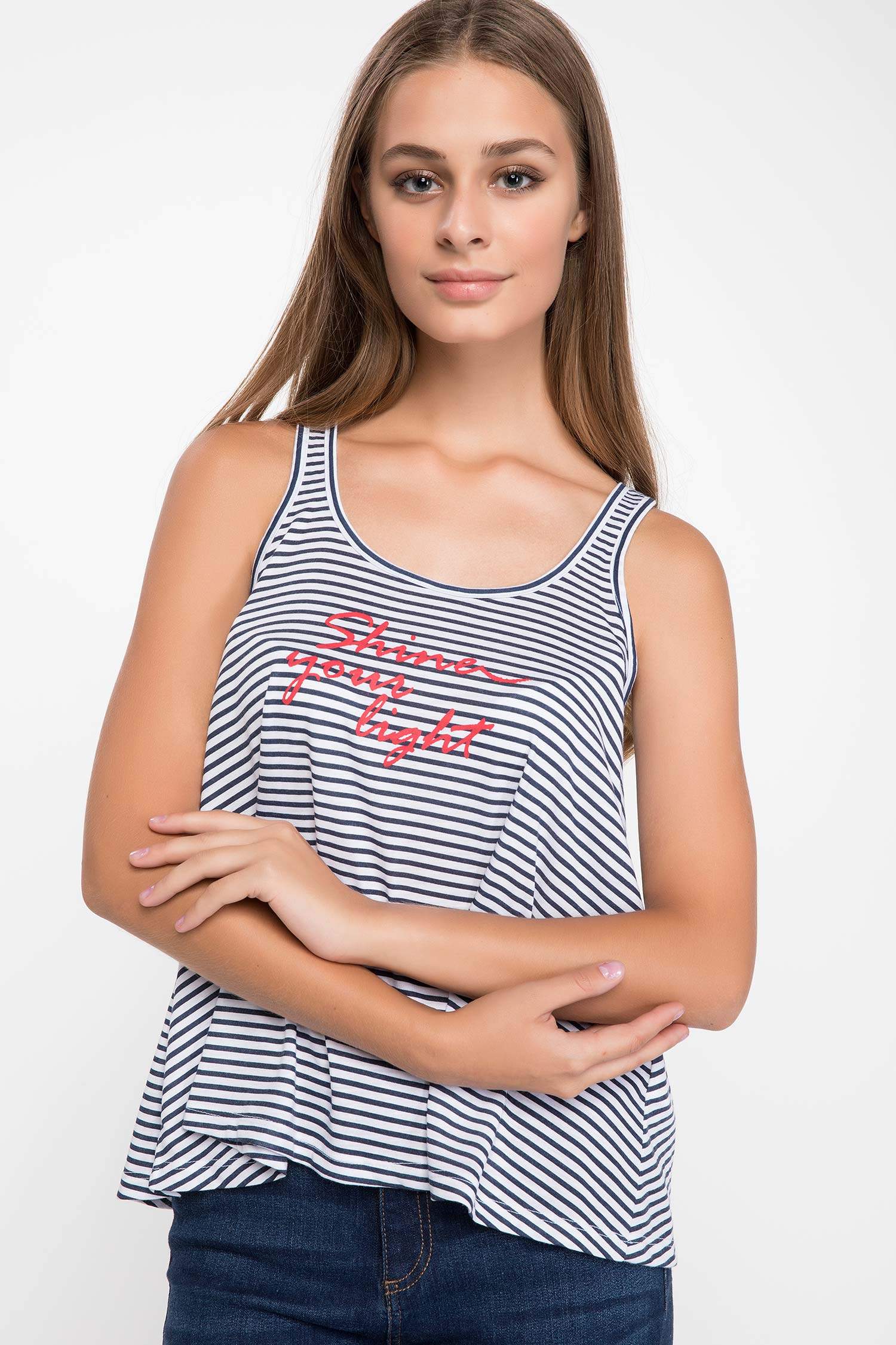 Defacto Çizgili Sırt Detaylı Atlet. 1