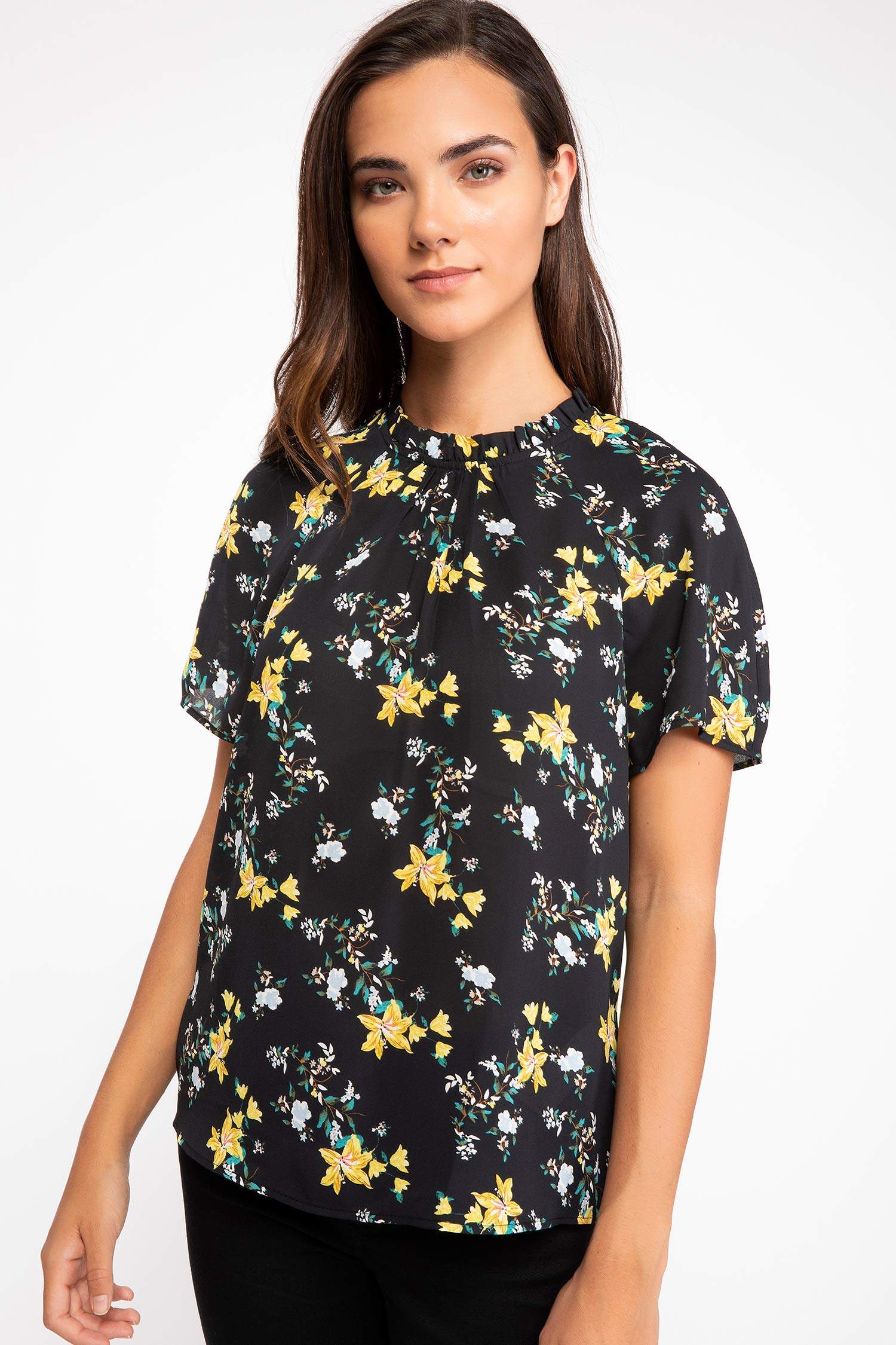 Defacto Yakası Fırfırlı Büzgülü Bluz. 1