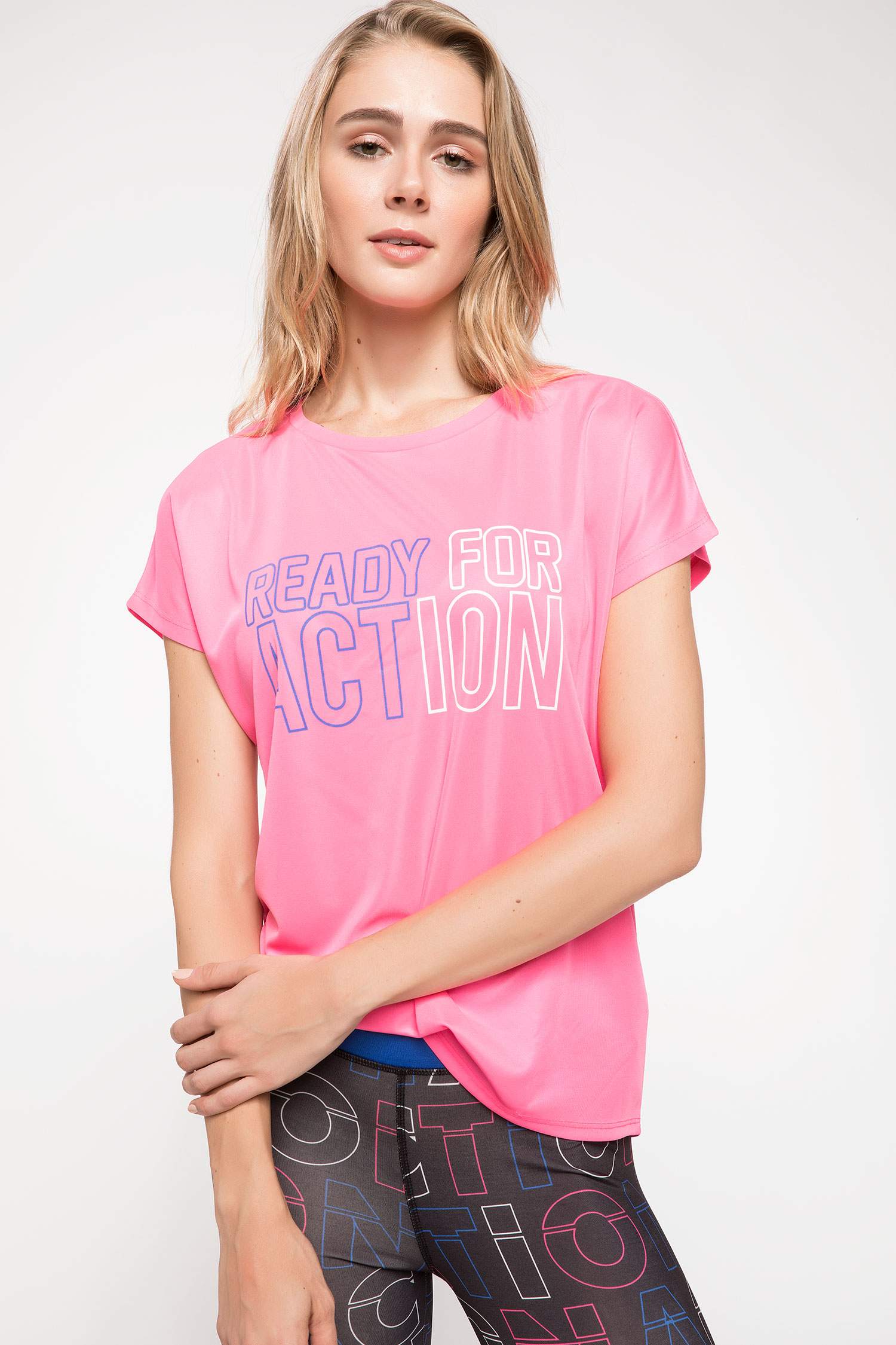 Defacto Slogan Baskılı T-shirt. 1