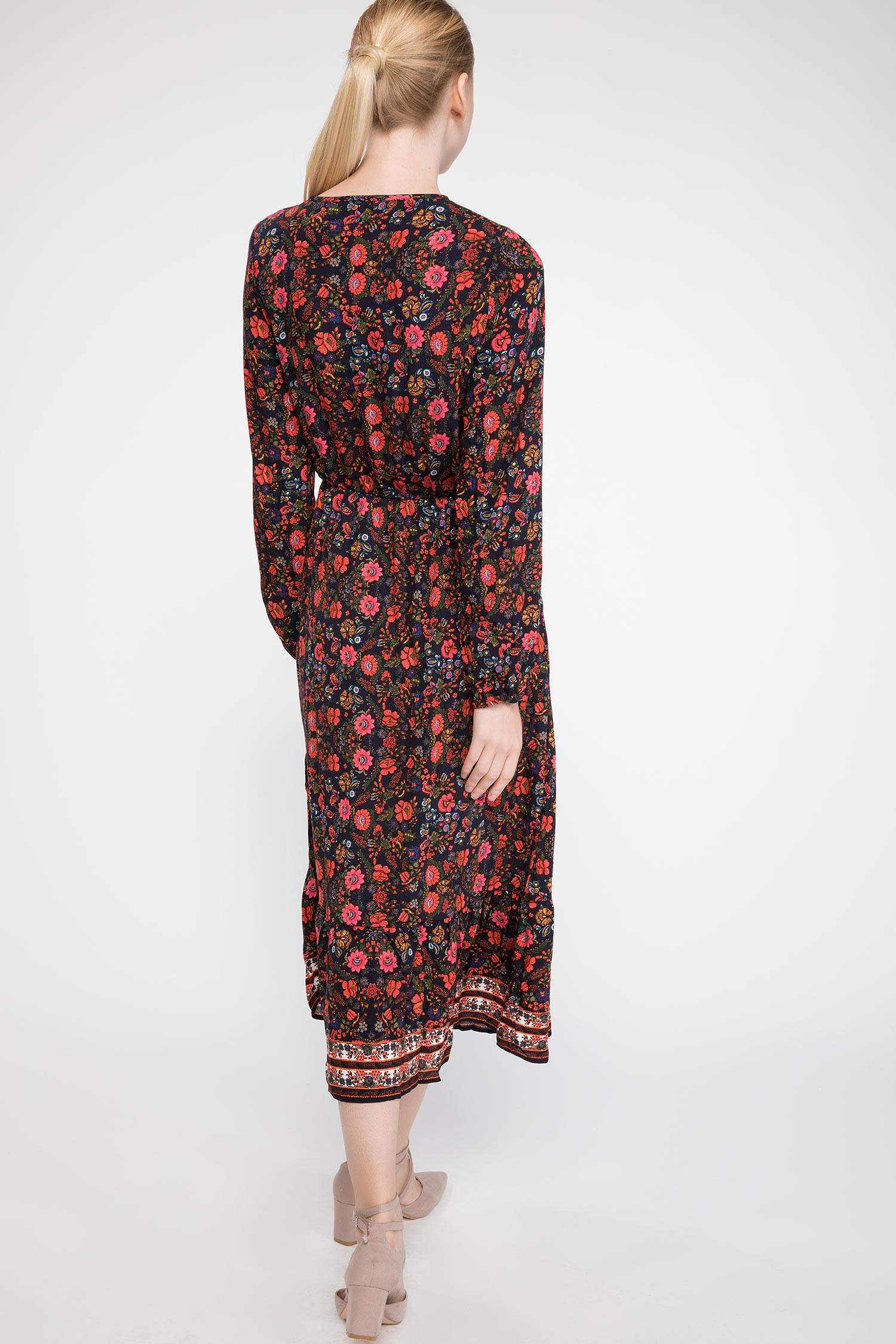 Defacto Etnik Desenli Uzun Elbise. 4