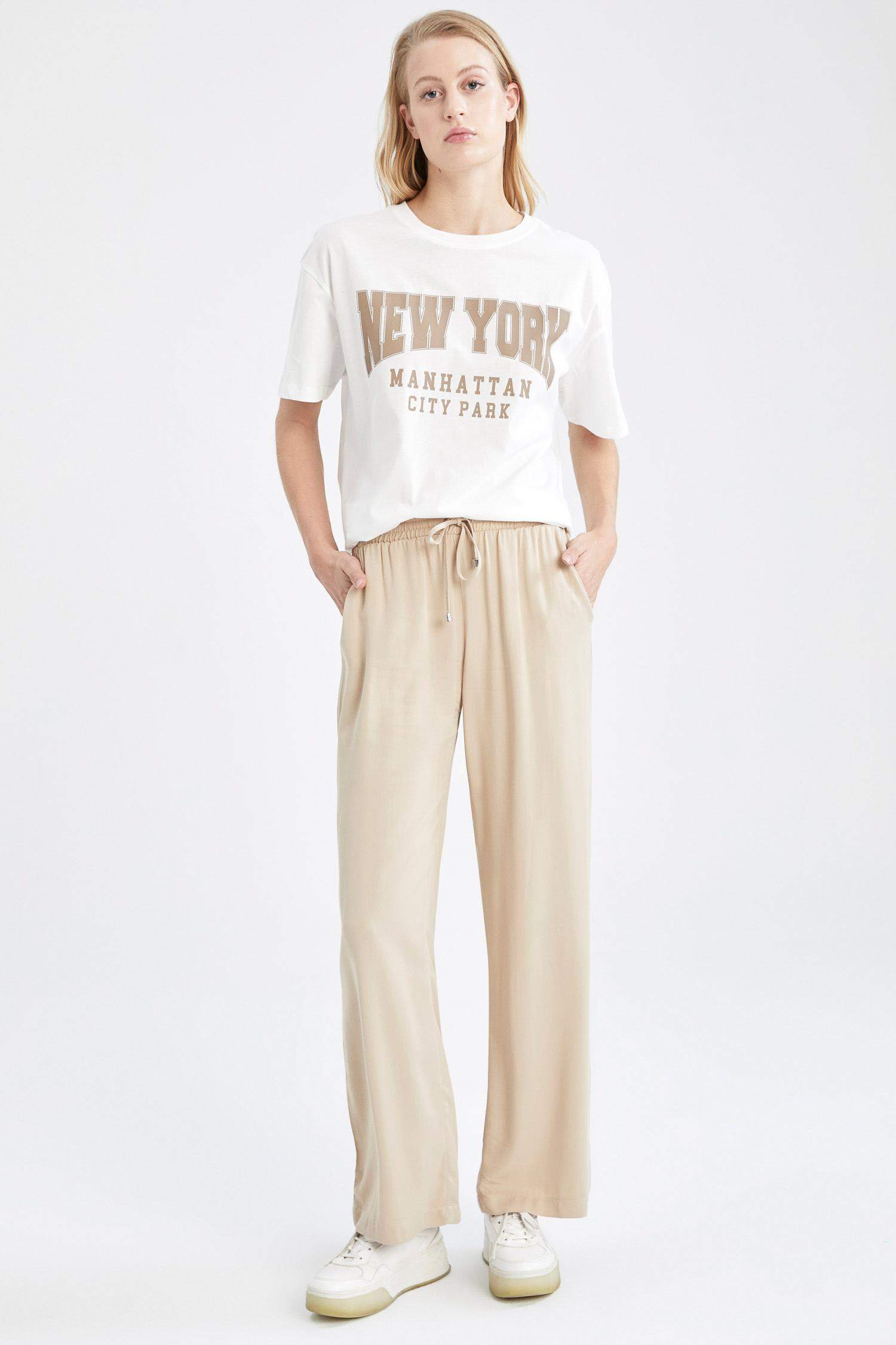 Pantalon large en viscose à taille haute Florida avec poches