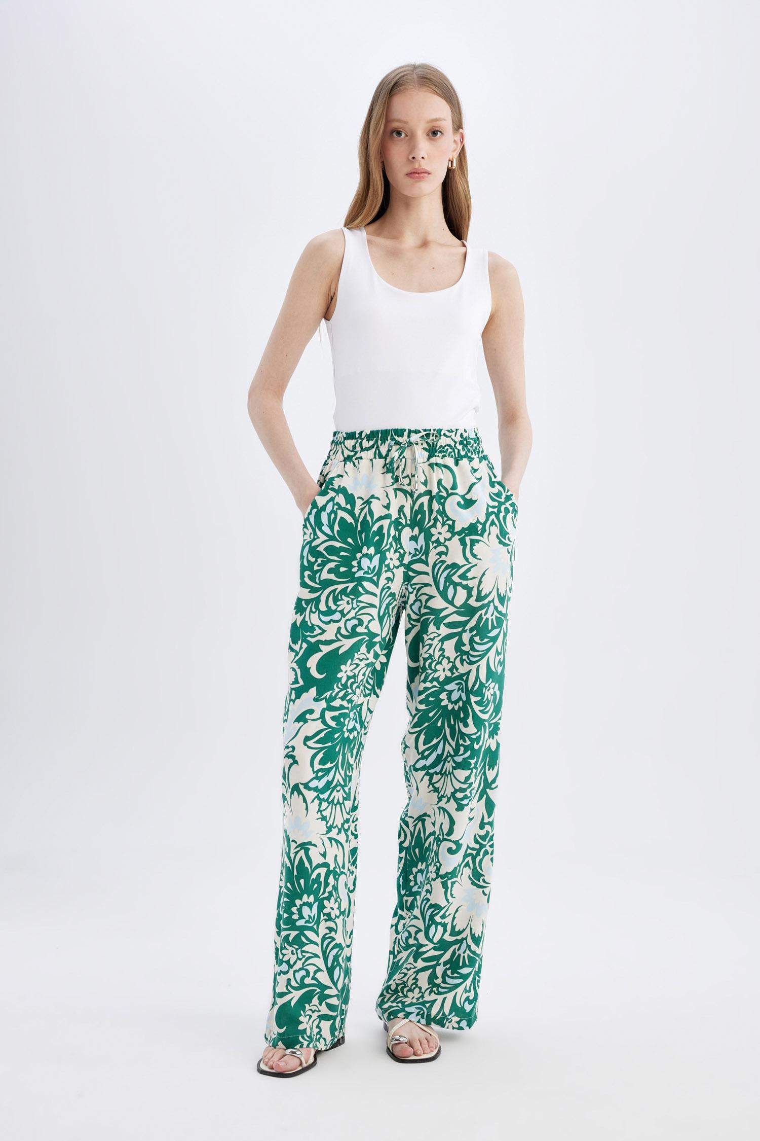 Florida High Waist Wide Leg Viscose Fabric Trousers