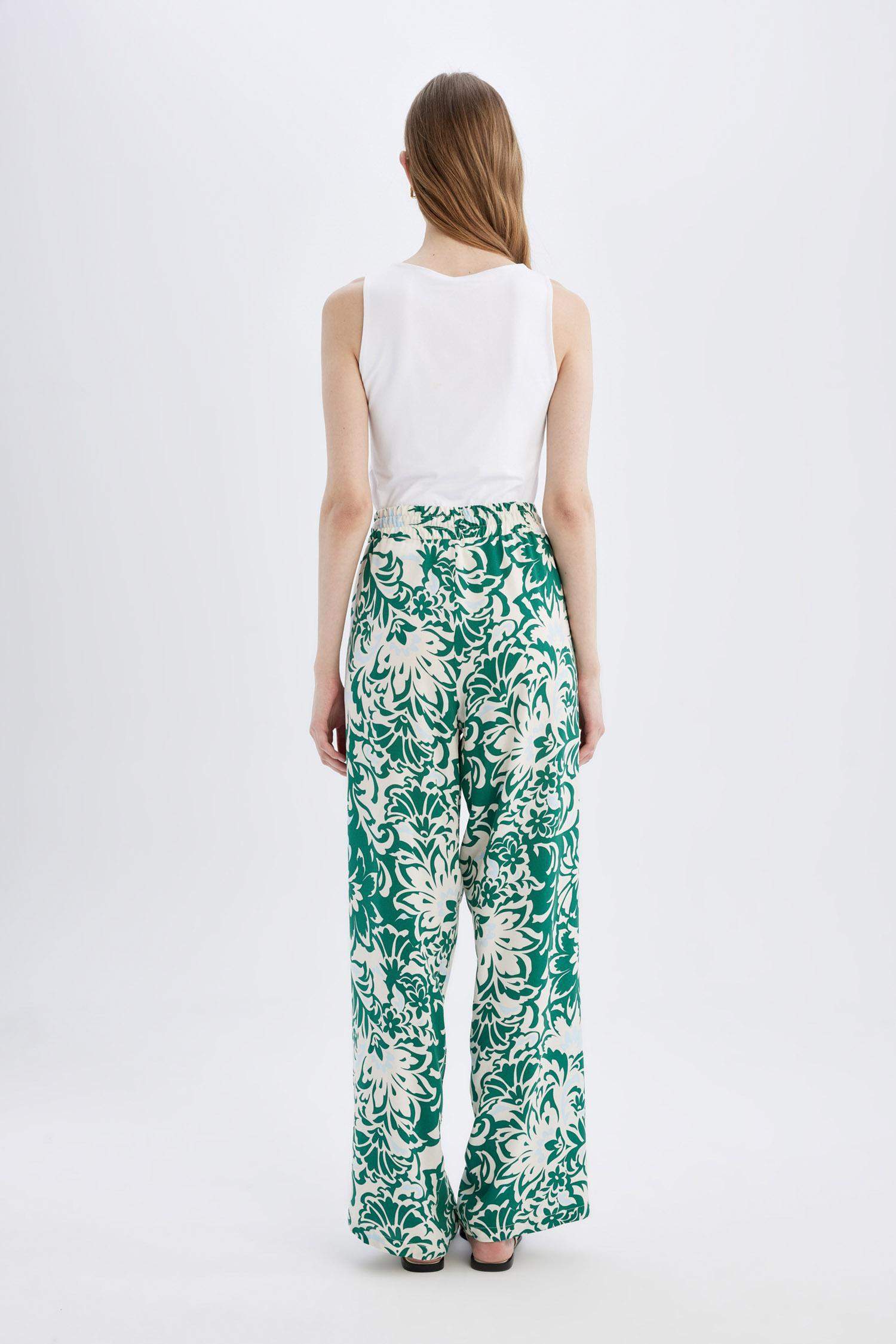Florida High Waist Wide Leg Viscose Fabric Trousers
