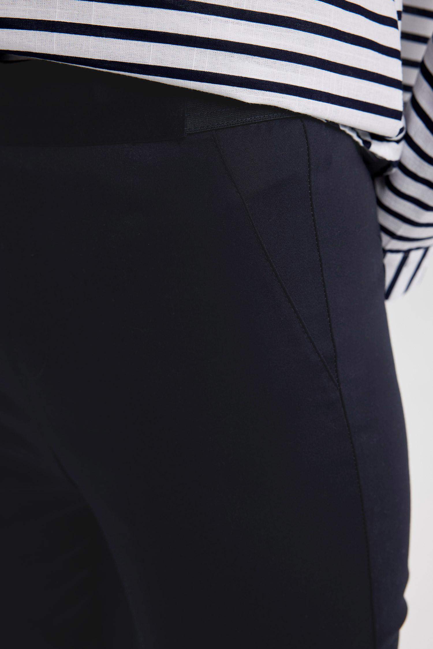 Sigaret Saten Kumaş Pantolon Lacivert Normal Bel Basic Düz Beli Lastikli Düz Paça