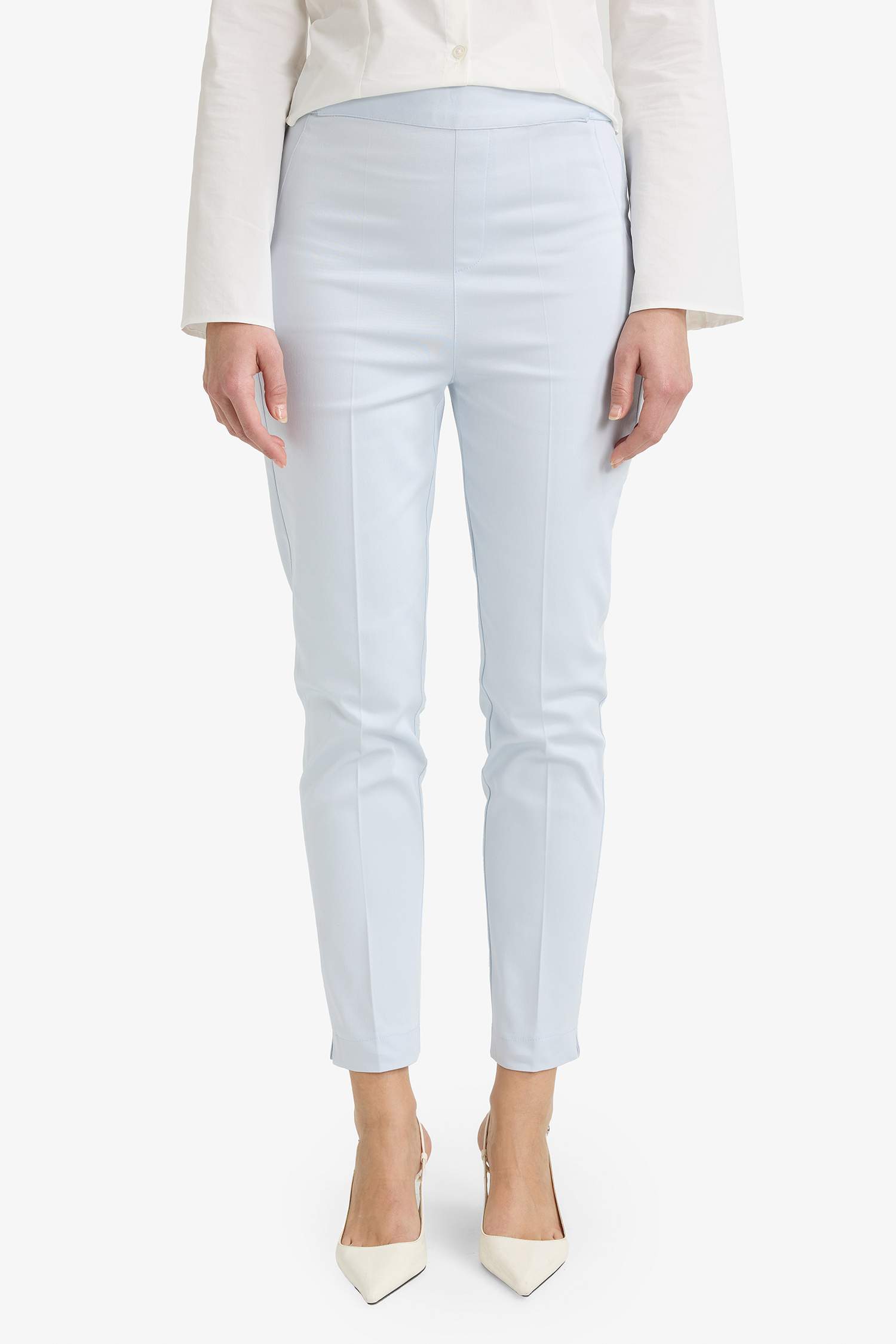 Sigaret Saten Kumaş Pantolon Normal Bel Düz Paça