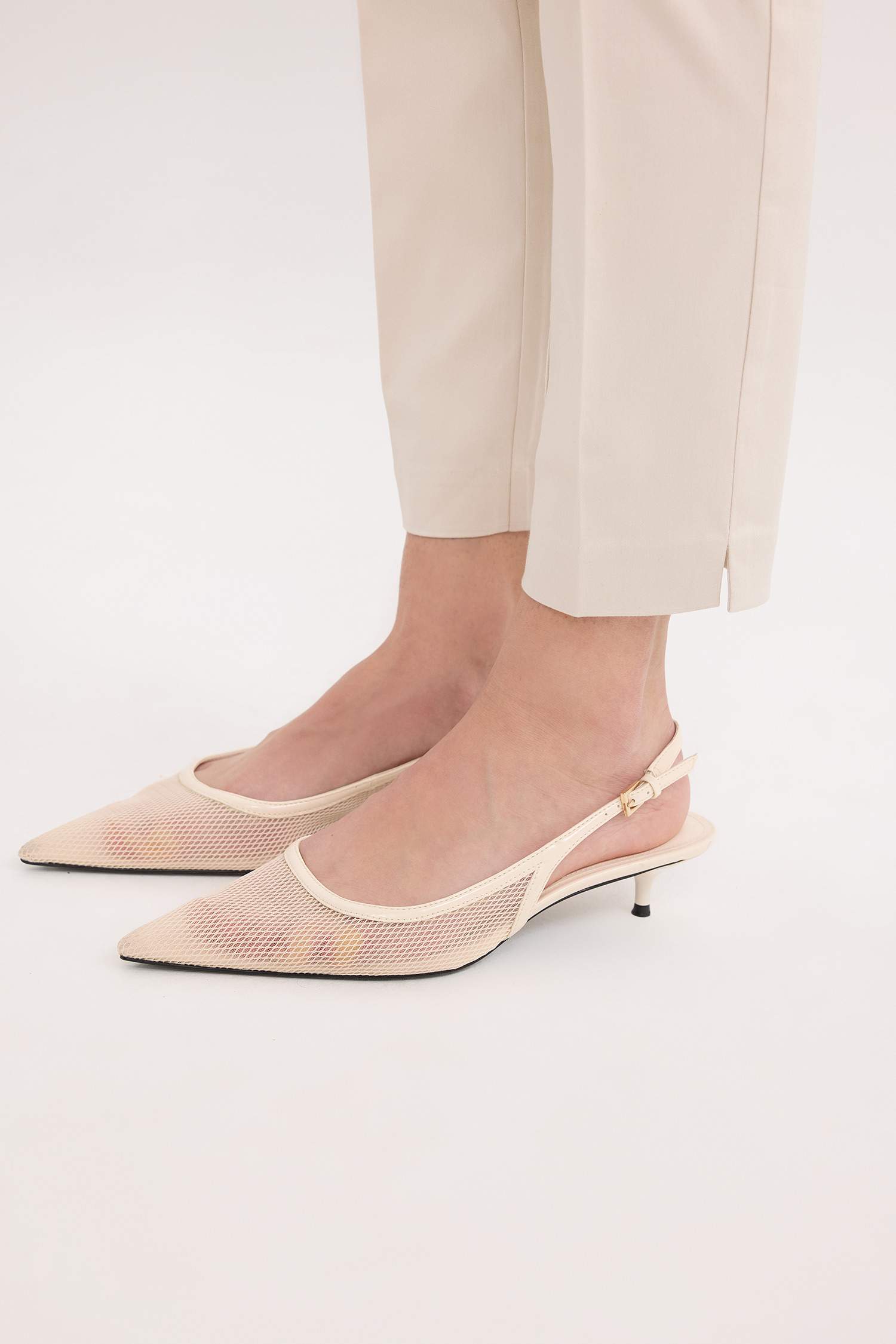 بنطلون ستان سيجاريت برجل مستقيم وخصر عادي