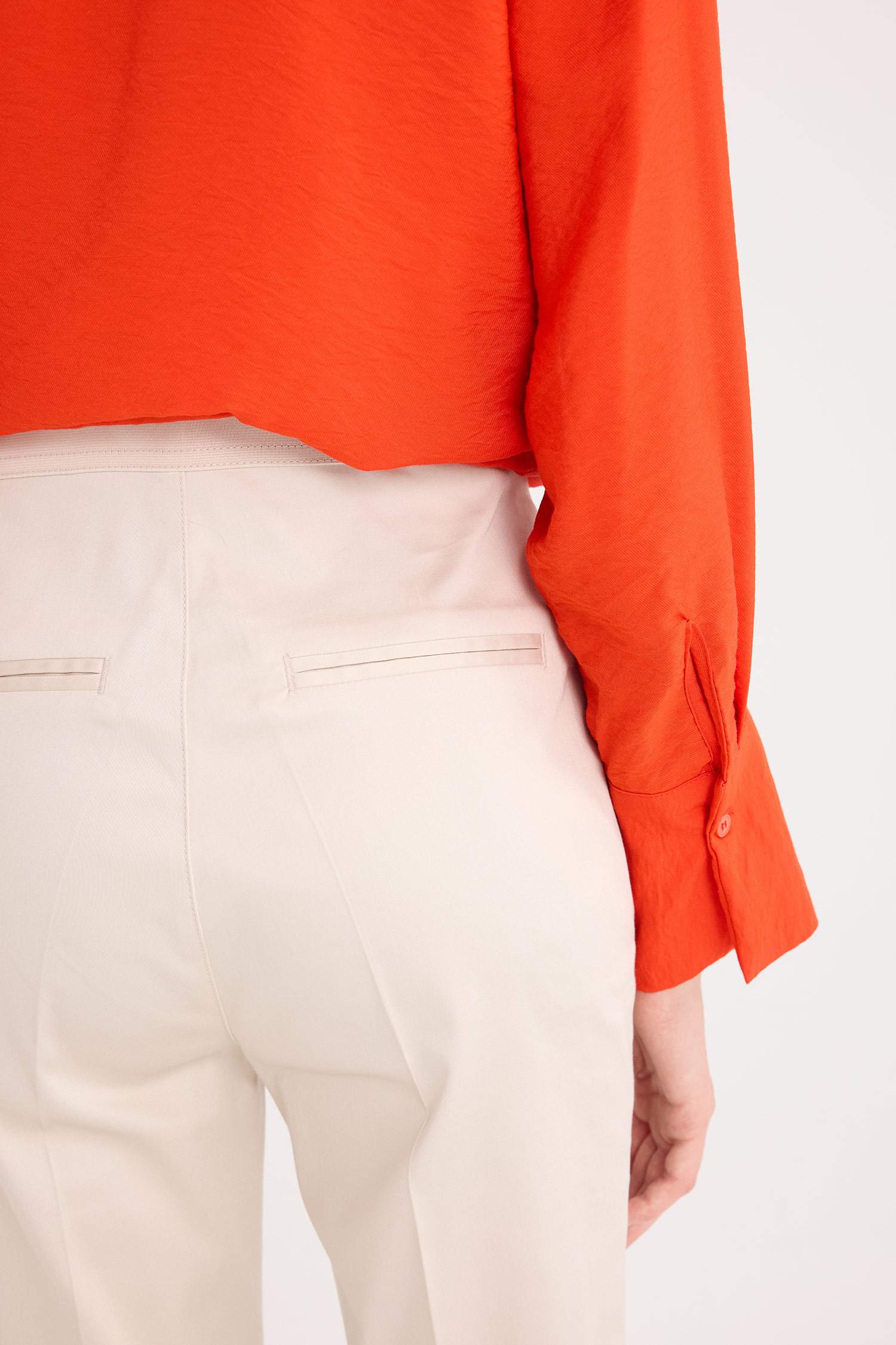 بنطلون ستان سيجاريت برجل مستقيم وخصر عادي