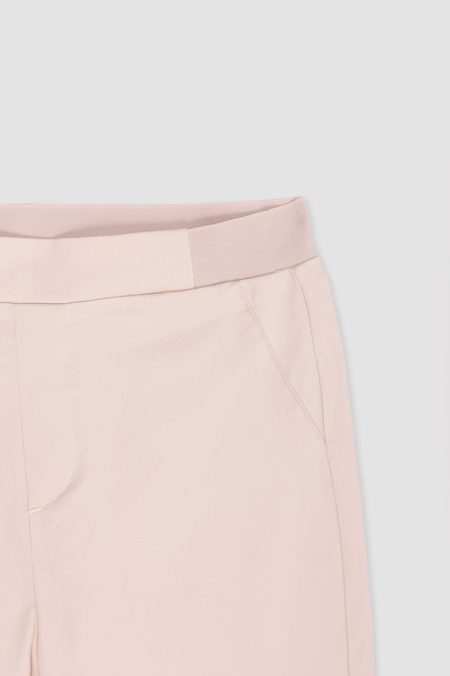 Sigaret Saten Pantolon Normal Bel Beli Lastikli Düz Paça Basic Düz