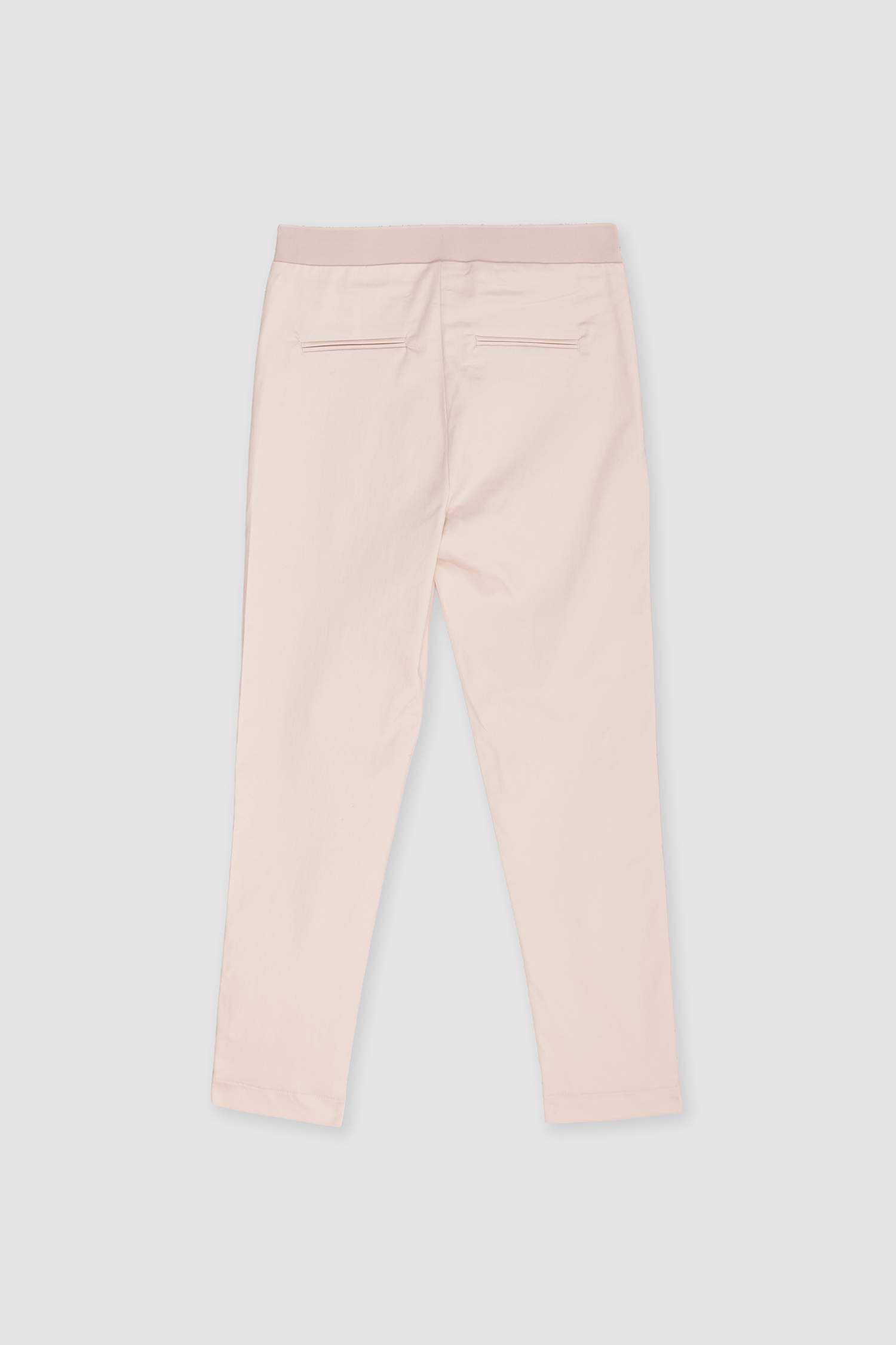 Sigaret Saten Pantolon Normal Bel Beli Lastikli Düz Paça Basic Düz