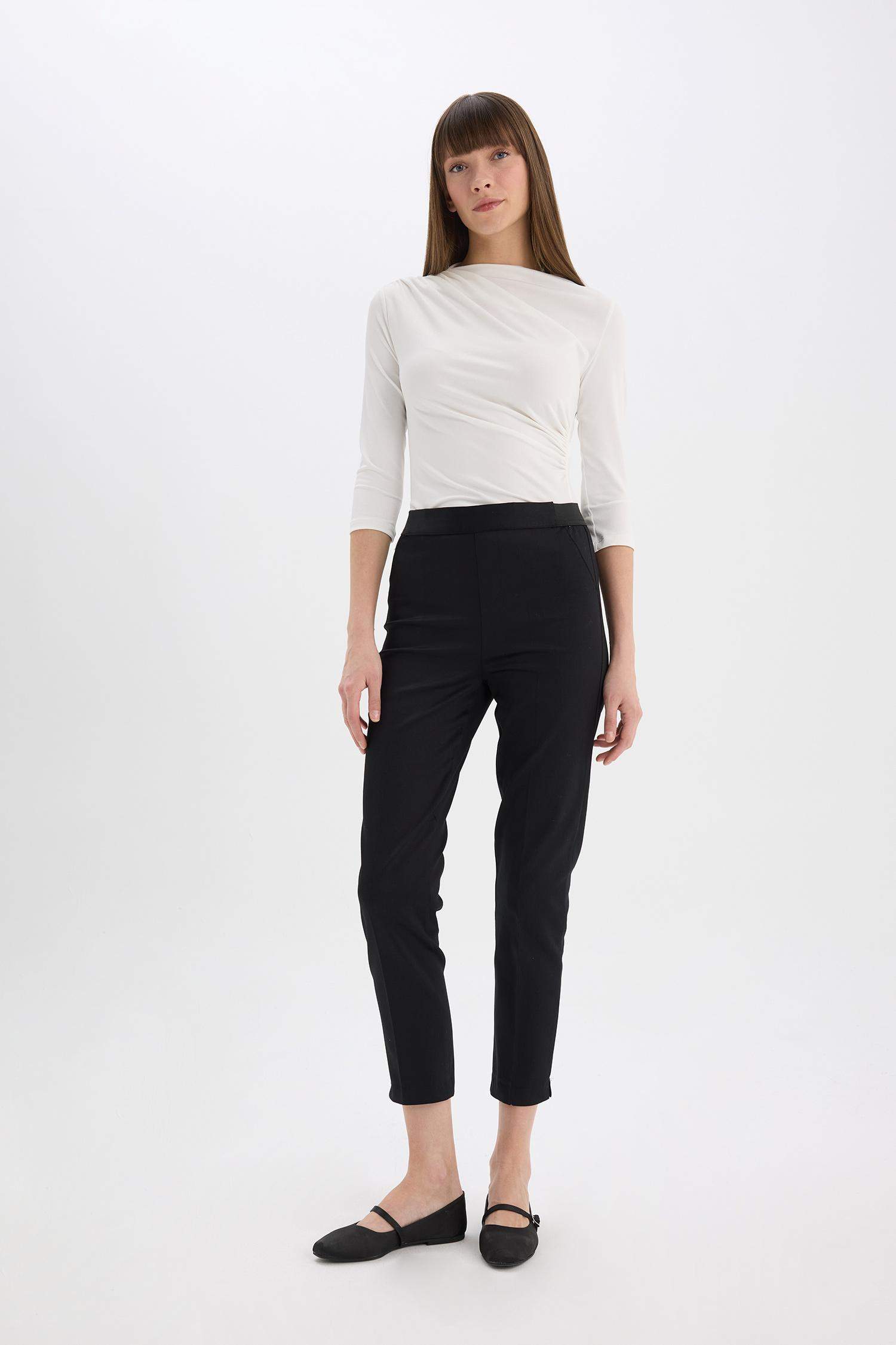 Cigarette Fit Regular Hem Satin Trousers