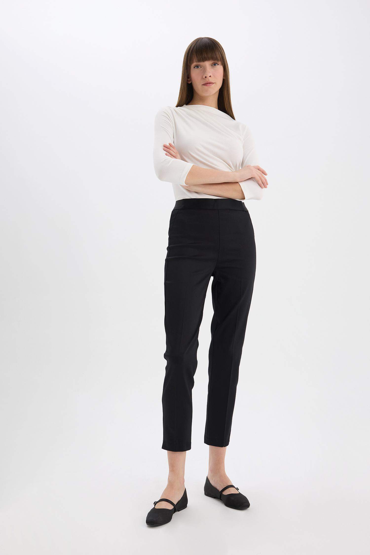 Cigarette Fit Regular Hem Satin Trousers