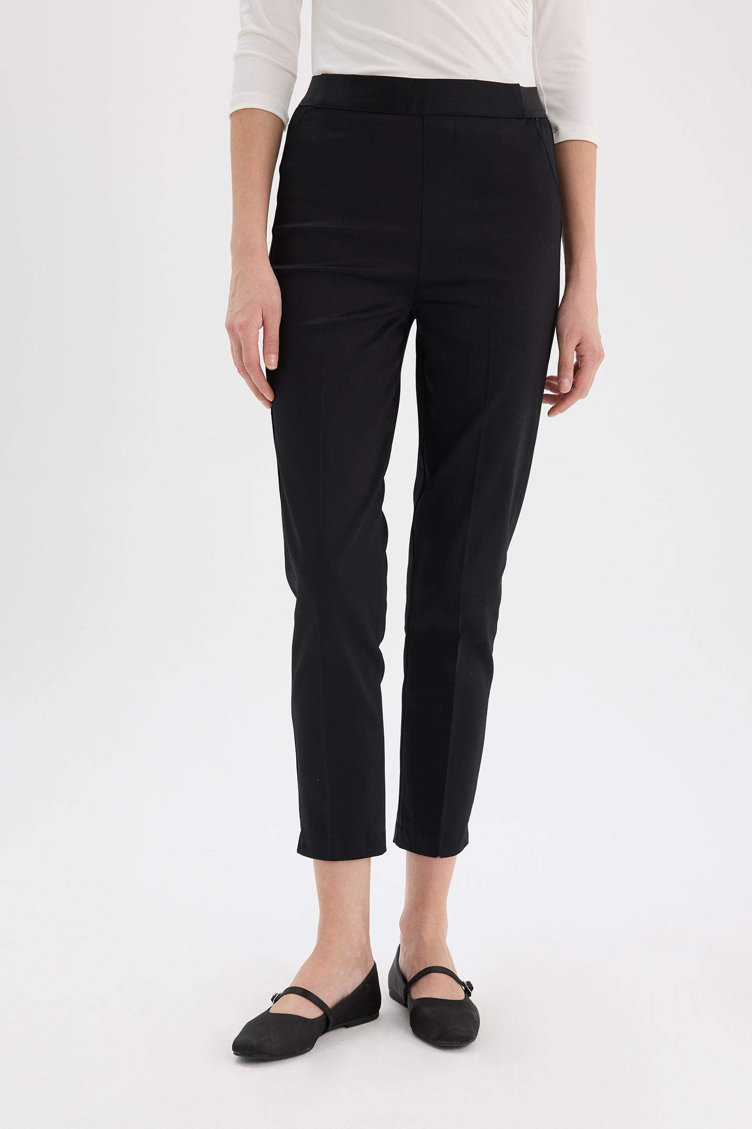 Cigarette Fit Regular Hem Satin Trousers