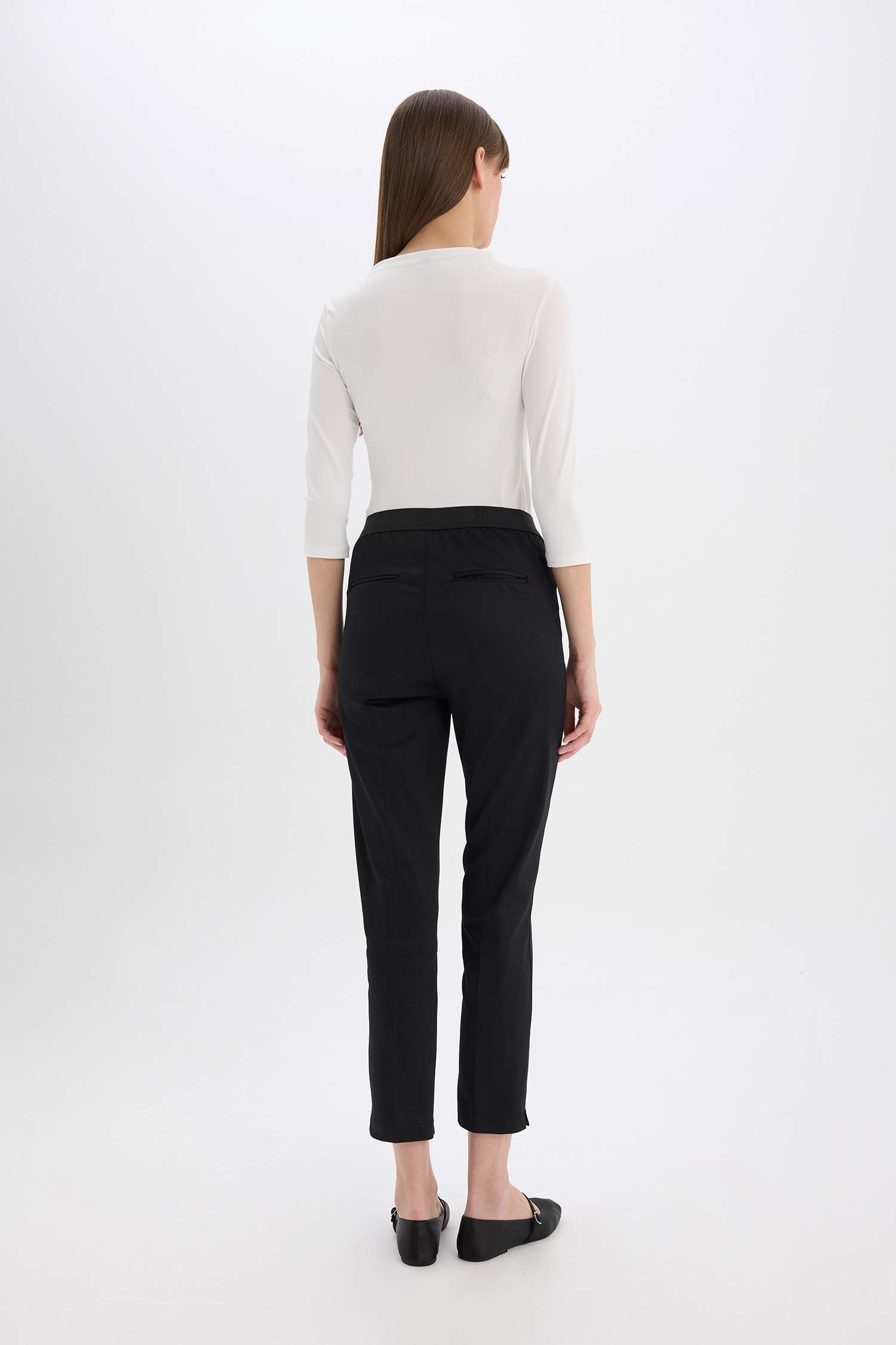 Cigarette Fit Regular Hem Satin Trousers