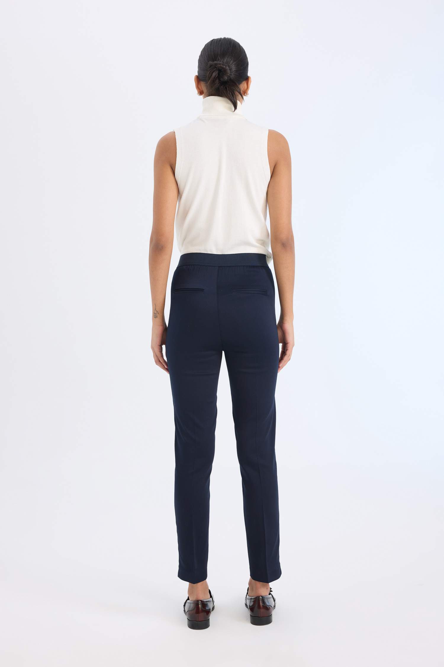 Cigarette Fit Regular Hem Satin Trousers