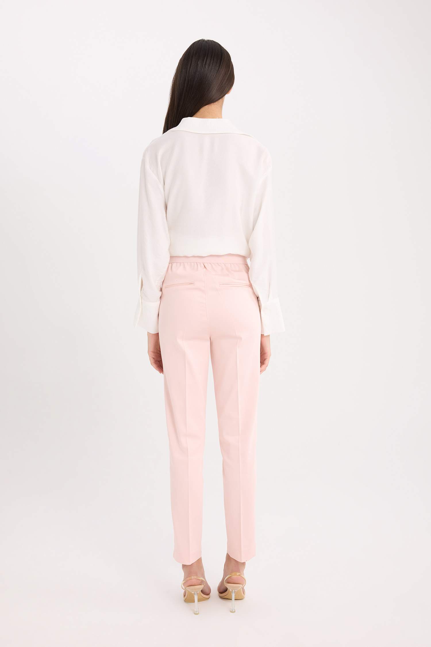 Sigaret Saten Kumaş Pantolon Normal Bel Düz Paça