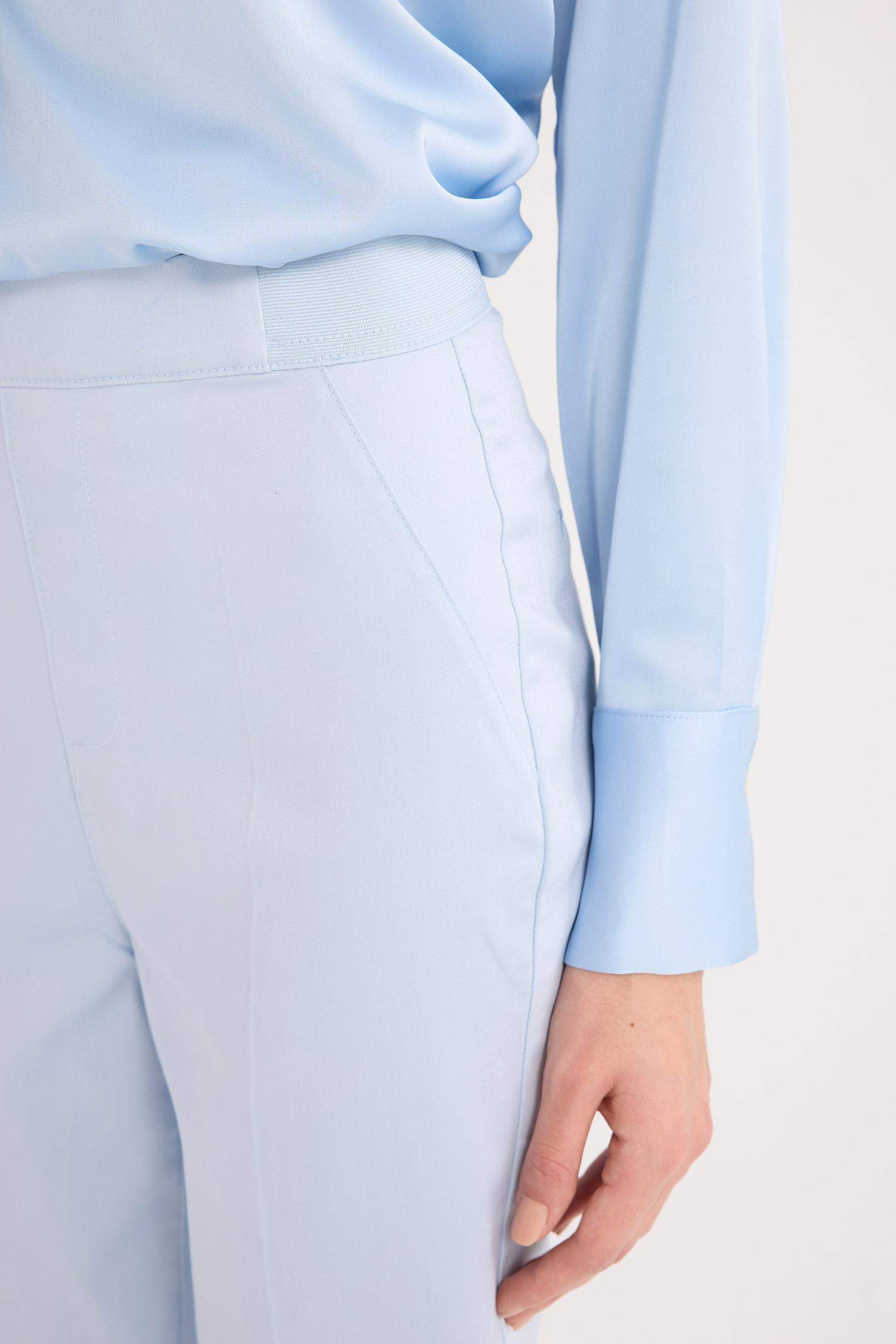 Sigaret Saten Kumaş Pantolon Normal Bel Basic Düz Beli Lastikli Düz Paça