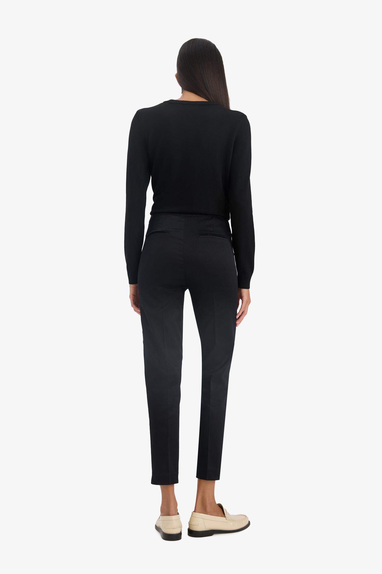 بنطلون قماش ستان بيزك سيجاريت بخصر عادي