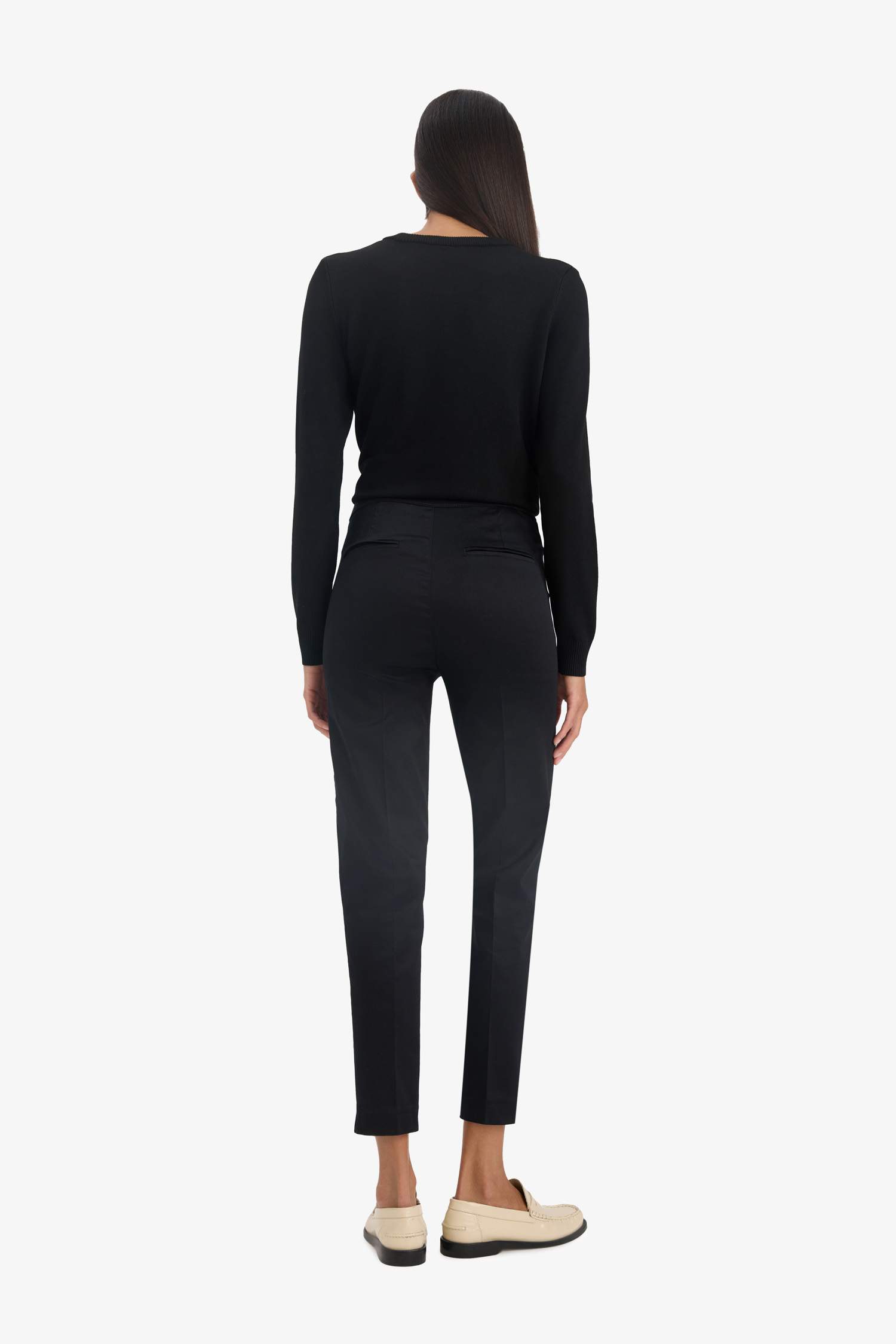 Sigaret Saten Kumaş Pantolon Normal Bel Basic Düz Beli Lastikli Düz Paça