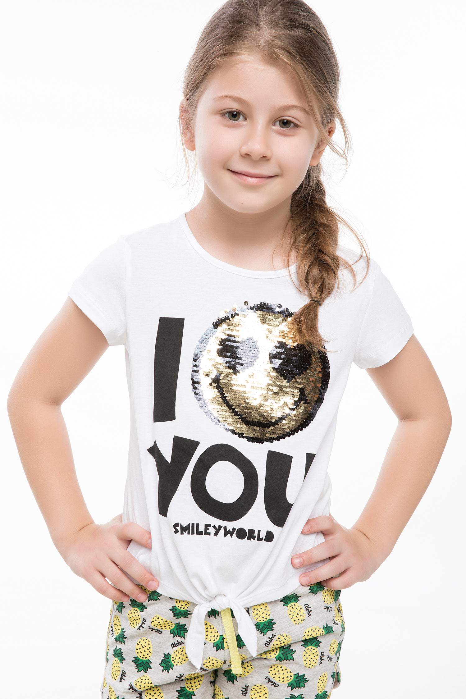 Defacto Emoji Lisanslı Beli Bağlamalı T-shirt. 1