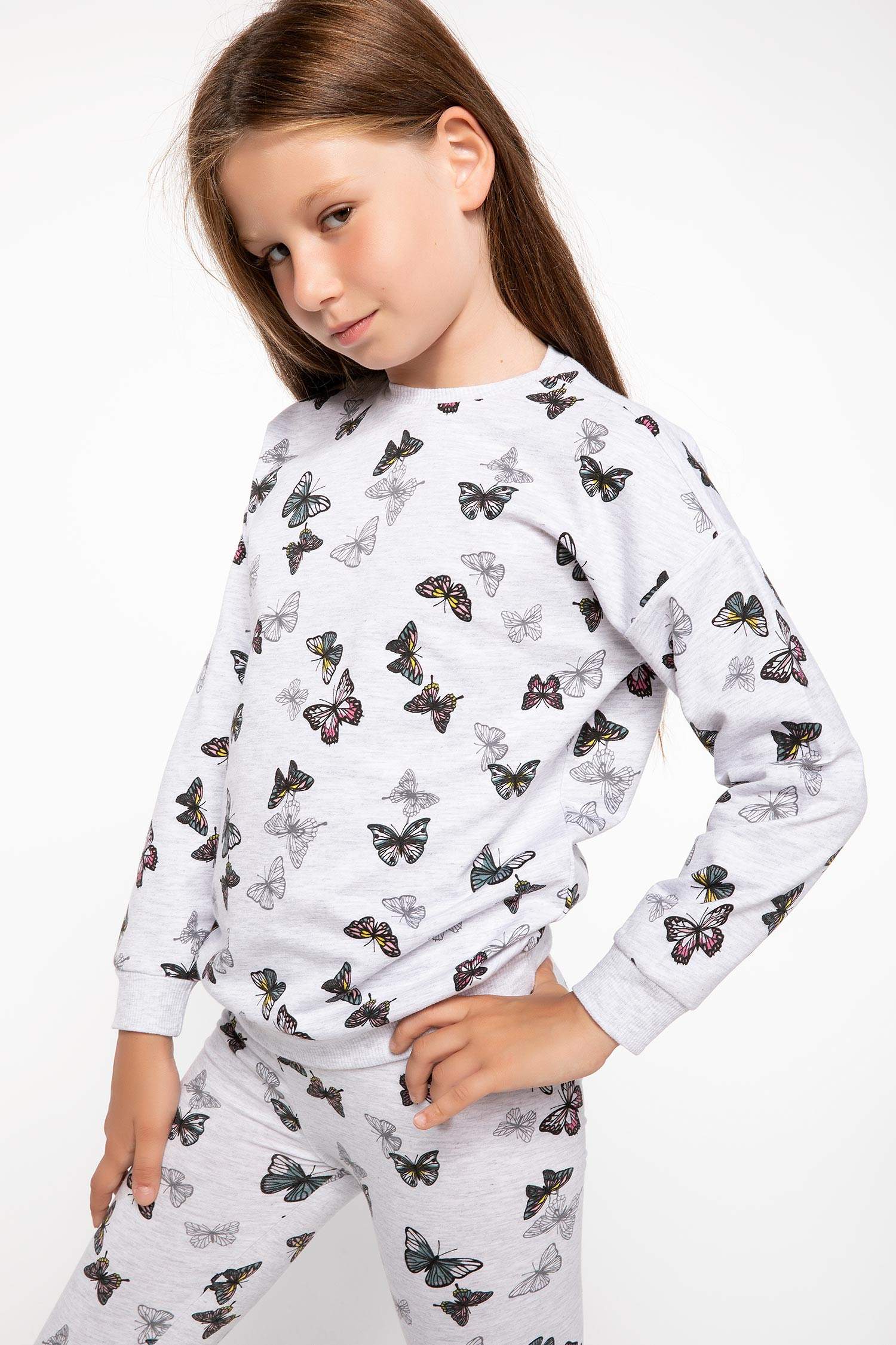 Defacto Kelebek Desenli Sweatshirt. 1