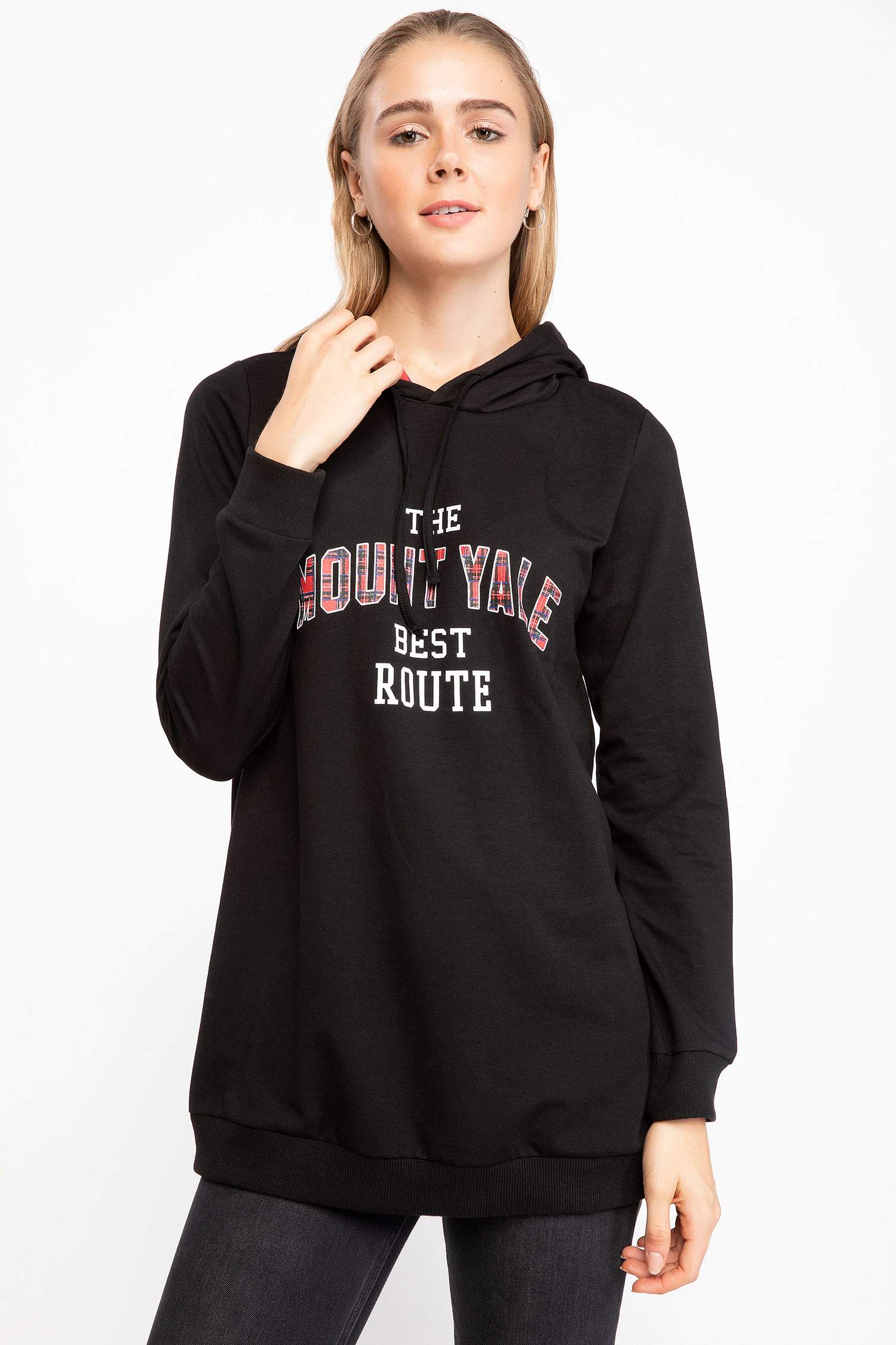 Defacto Baskılı Kapşonlu Tunik. 1