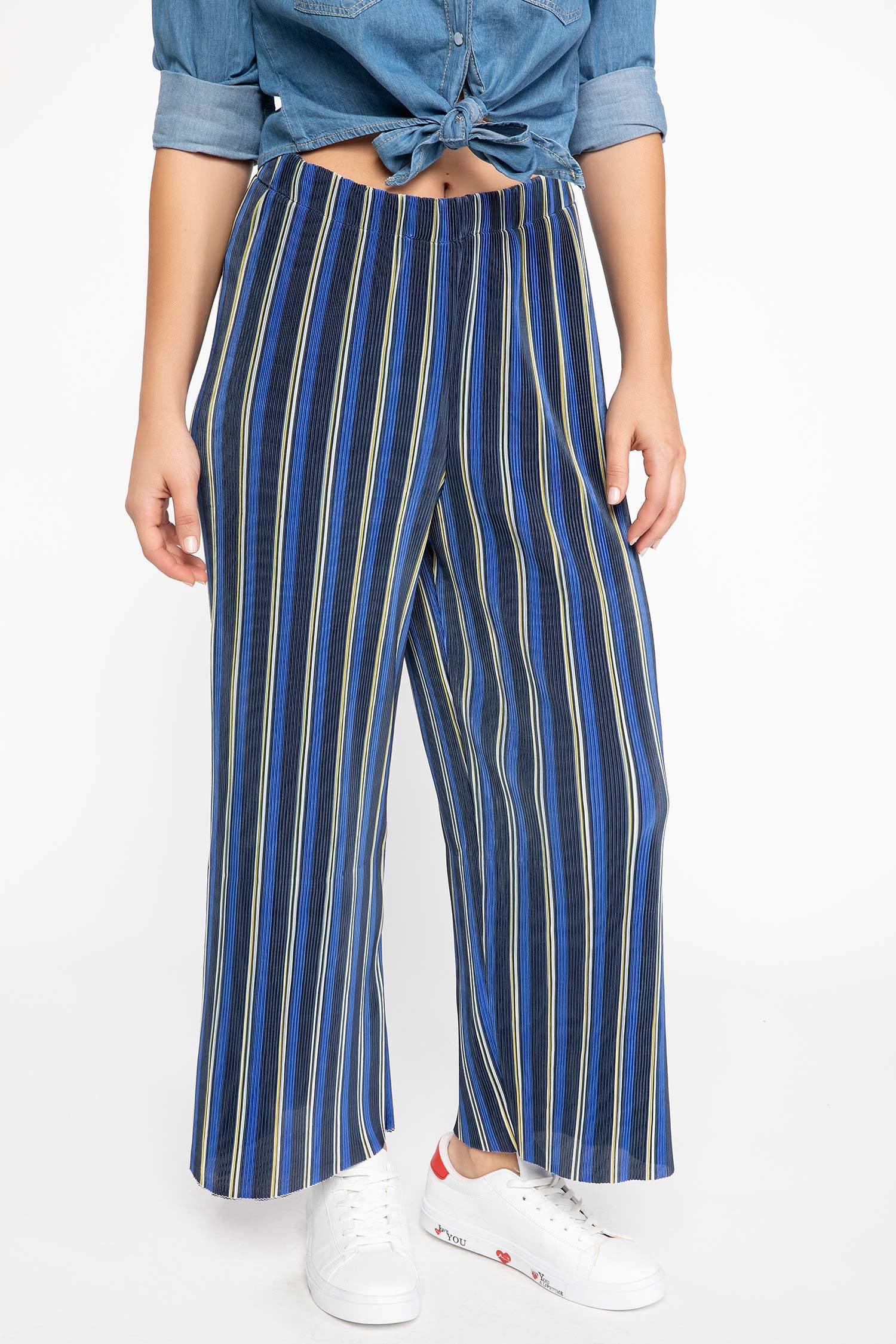 Defacto Çizgili Culotte Pantolon. 1