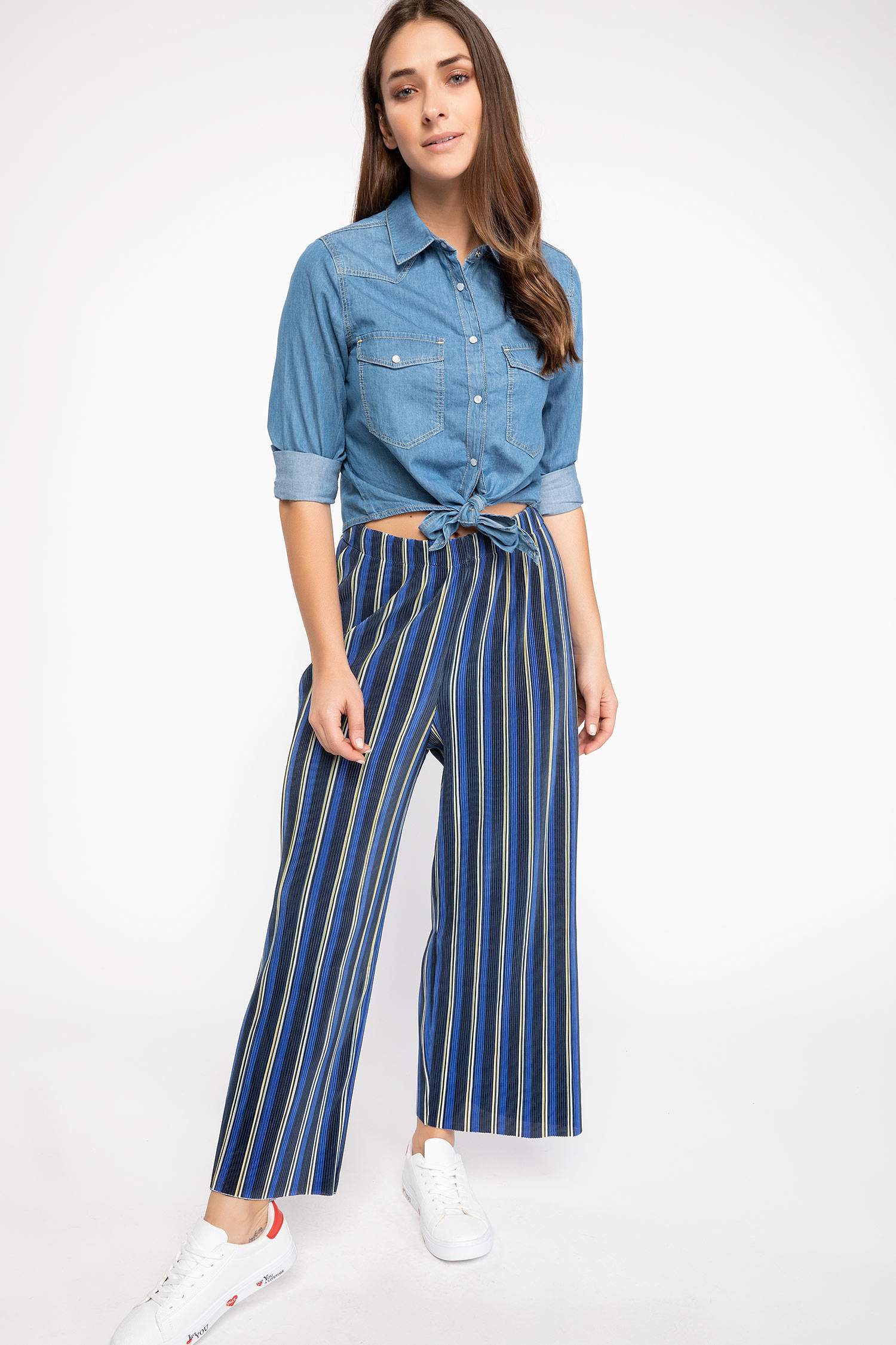 Defacto Çizgili Culotte Pantolon. 2