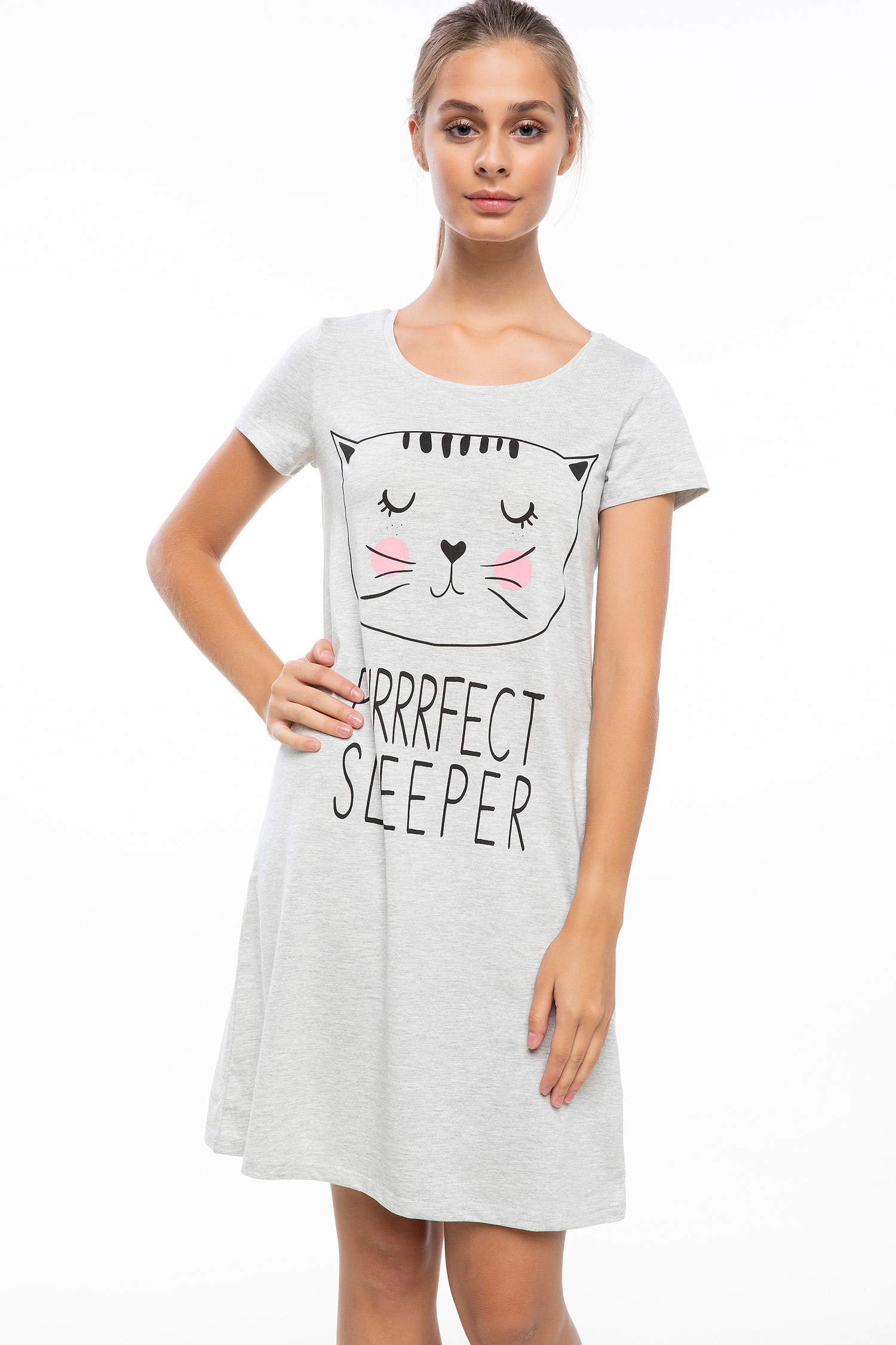 Defacto Kedi Baskılı Gecelik. 2
