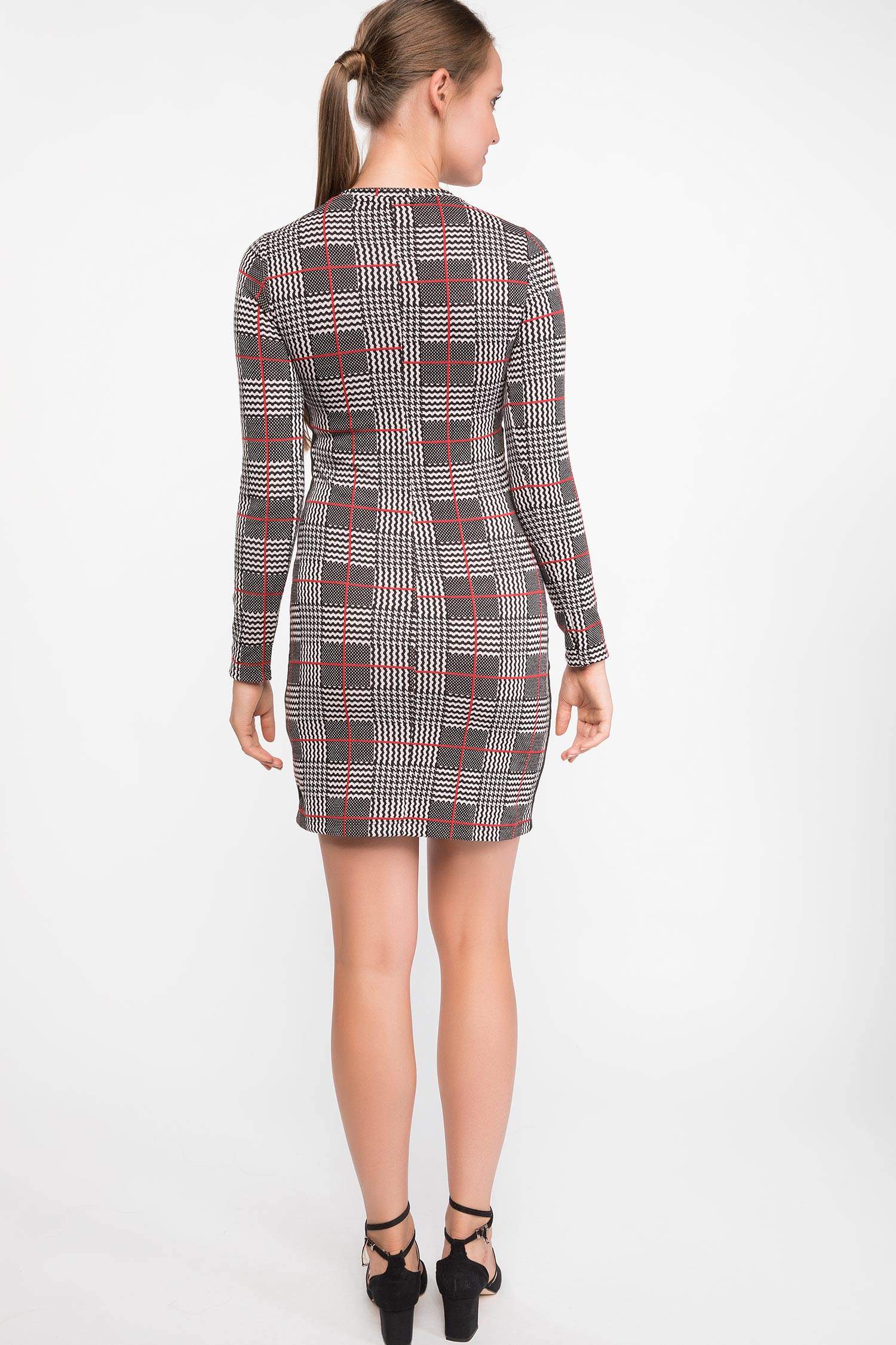 Defacto Ekose Desenli Slim Fit Elbise. 4