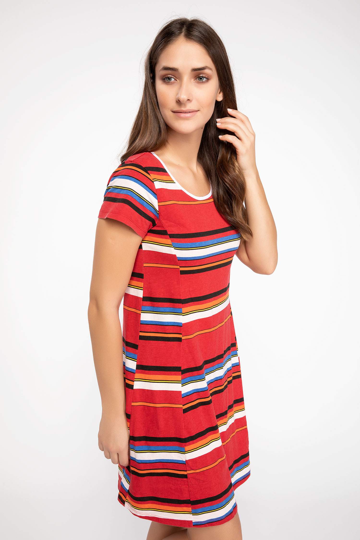 Defacto Çizgili Basic Elbise. 1