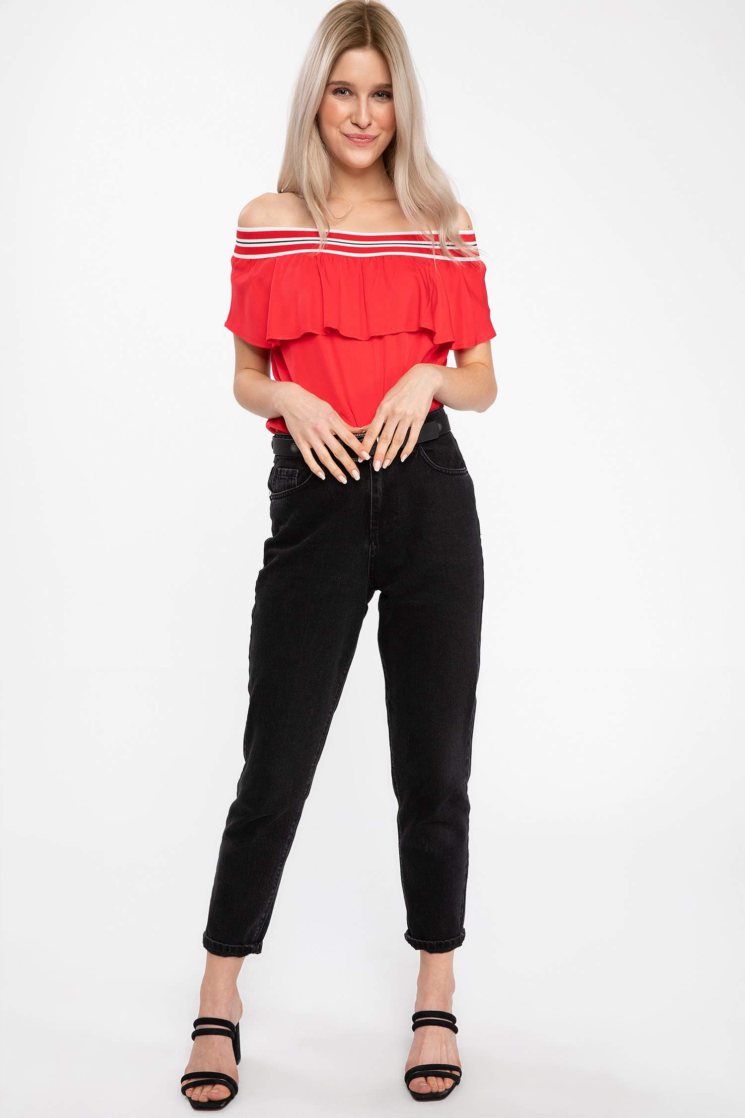 Defacto Fırfırlı Straplez Bluz. 2