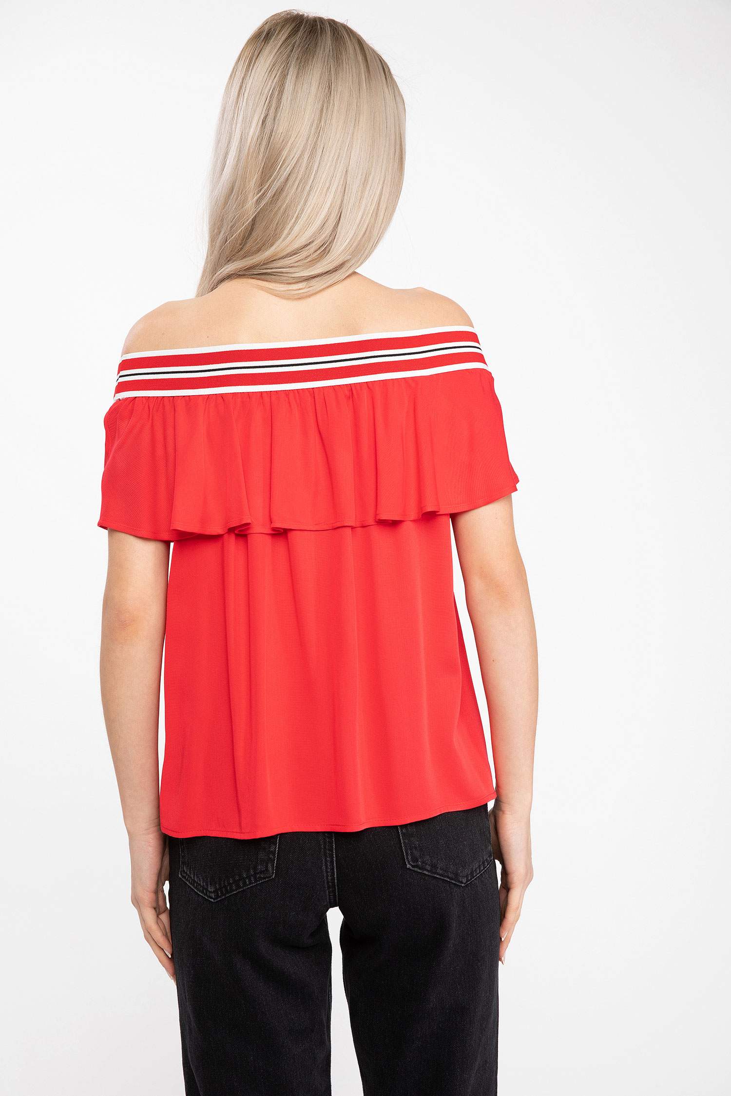 Defacto Fırfırlı Straplez Bluz. 4