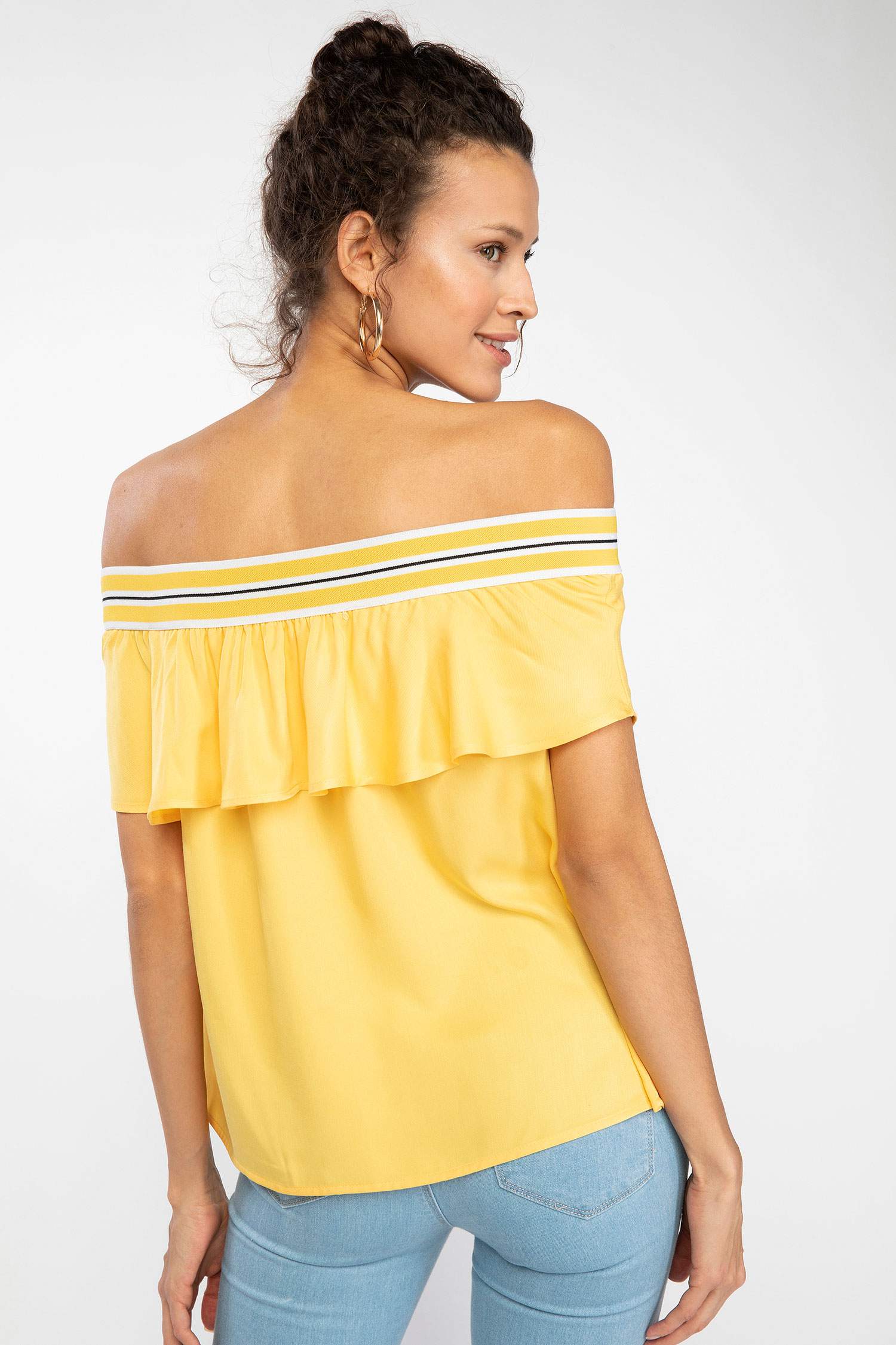 Defacto Fırfırlı Straplez Bluz. 4