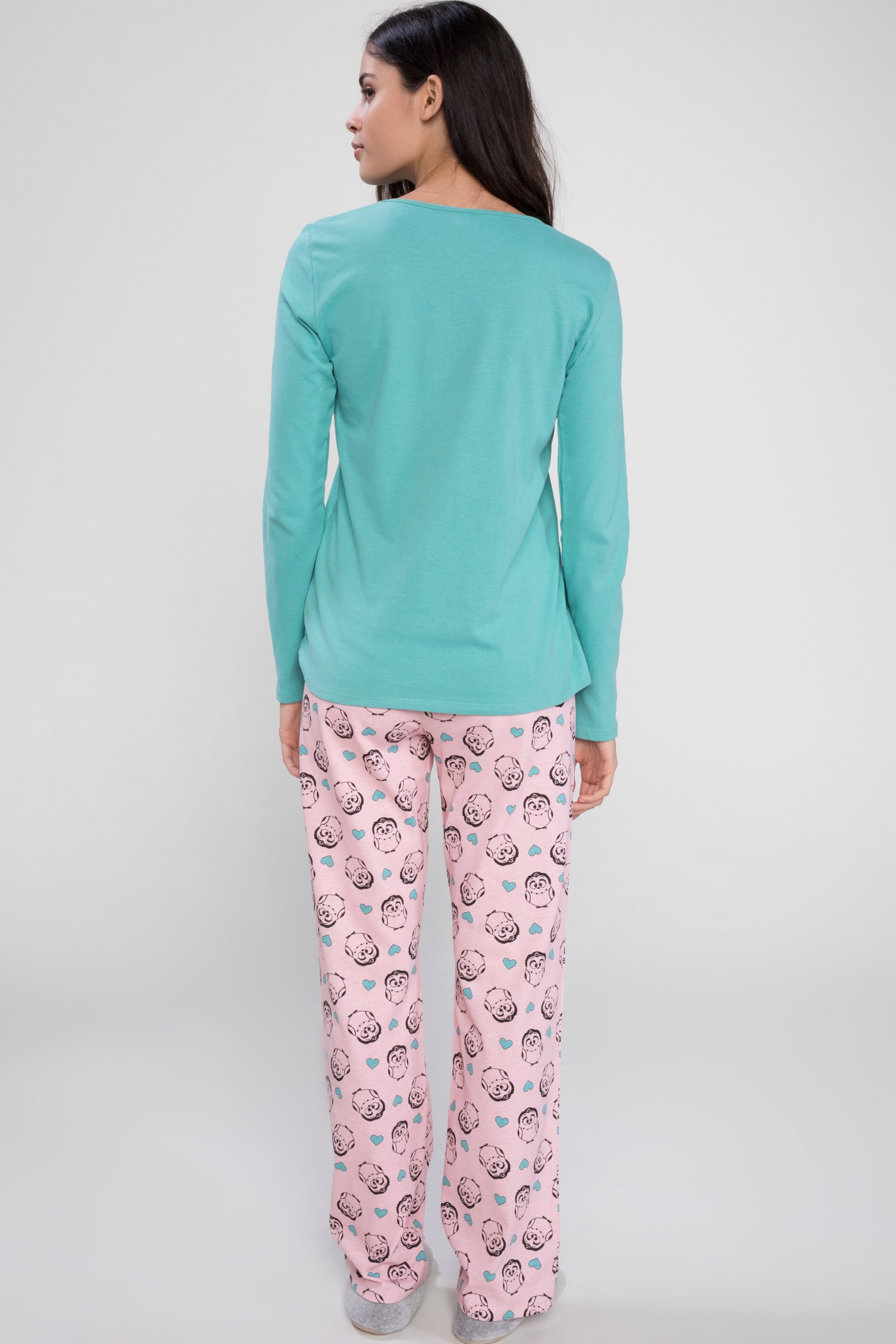 Defacto Baykuş Baskı Desenli Pijama Takımı. 2