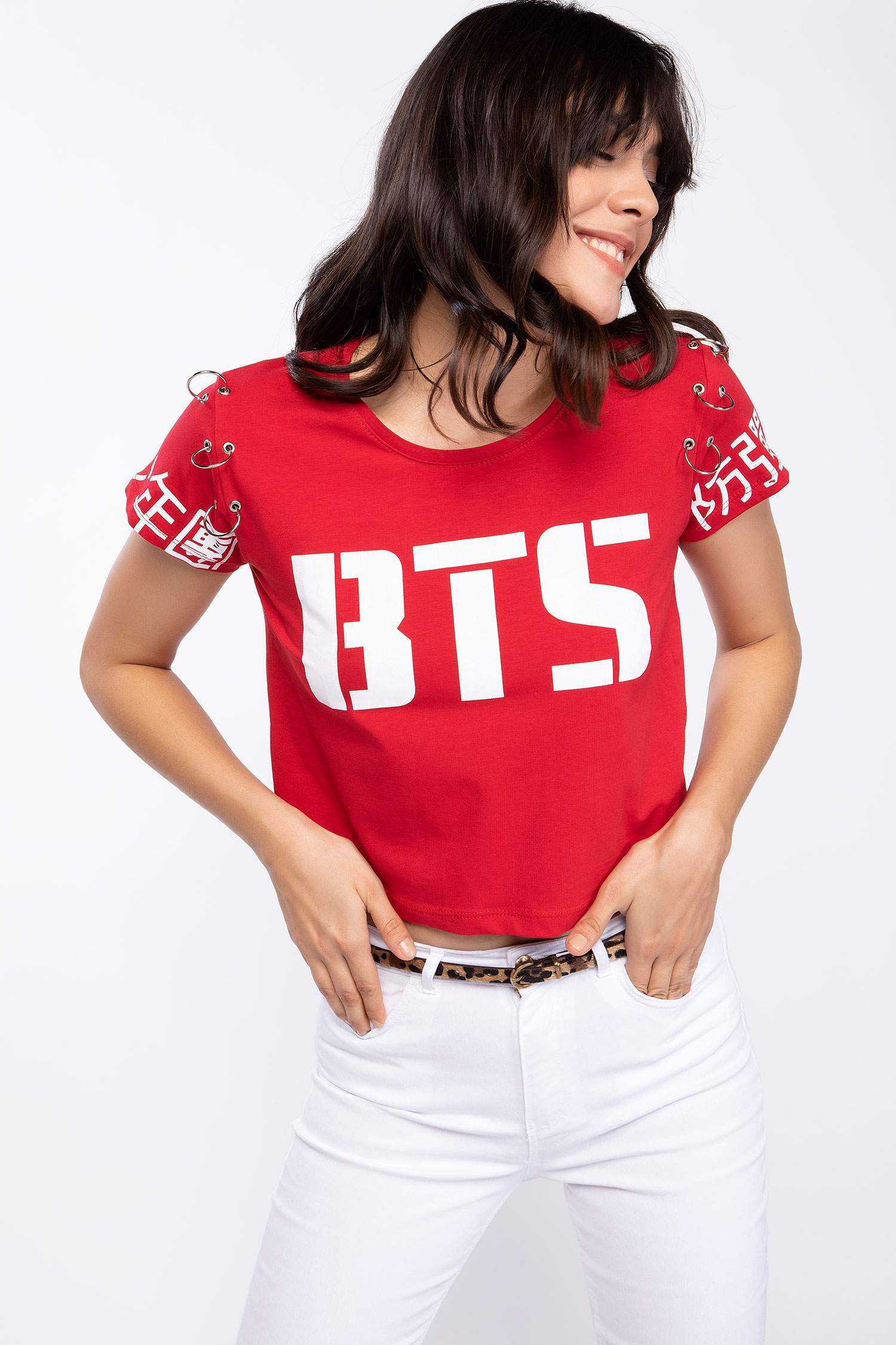 Defacto Yazı Baskılı Kısa T-shirt. 1