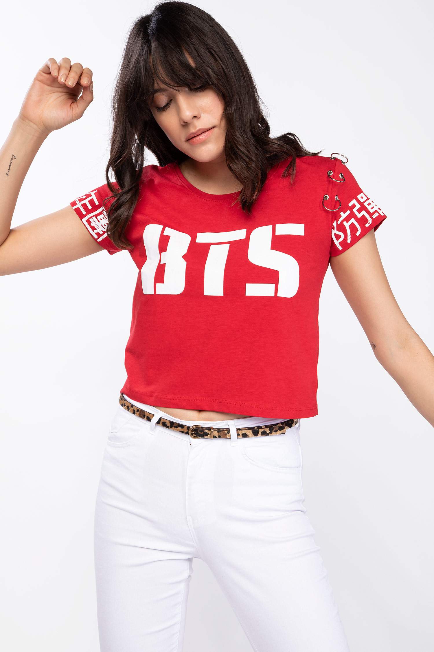 Defacto Yazı Baskılı Kısa T-shirt. 5