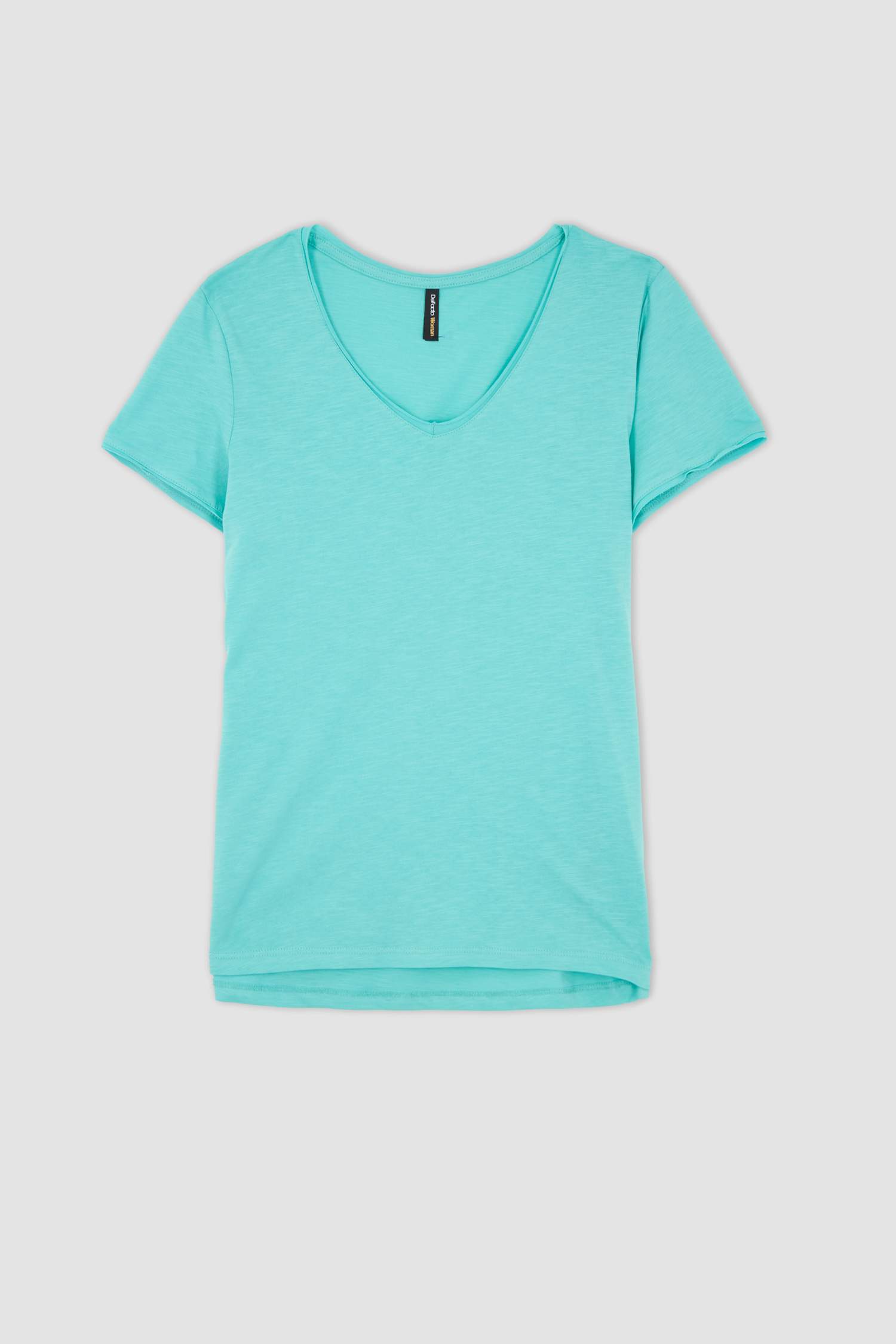 Regular Fit V Yaka Kısa Kollu %100 Pamuk Tişört