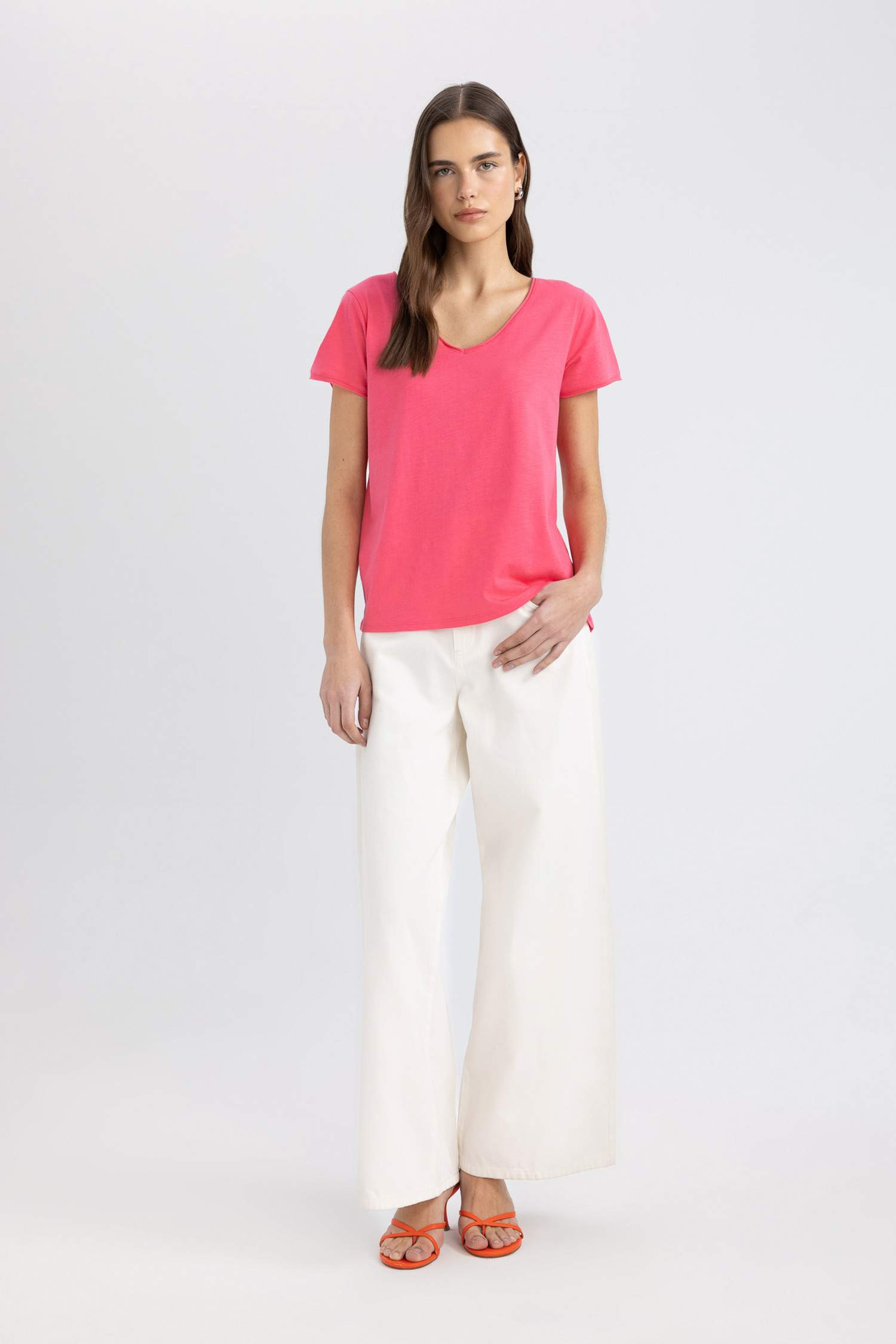 Regular Fit V-neck Short Sleeve T-Shirt