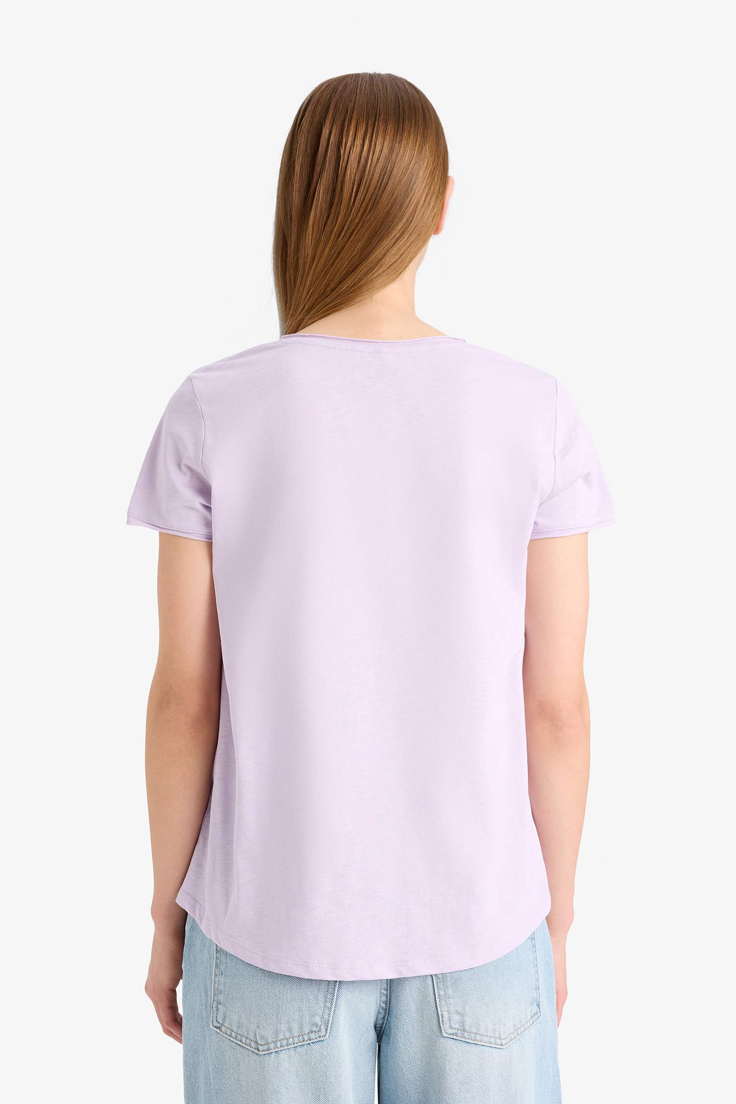 Regular Fit V Yaka Basic Düz Kısa Kollu Tişört