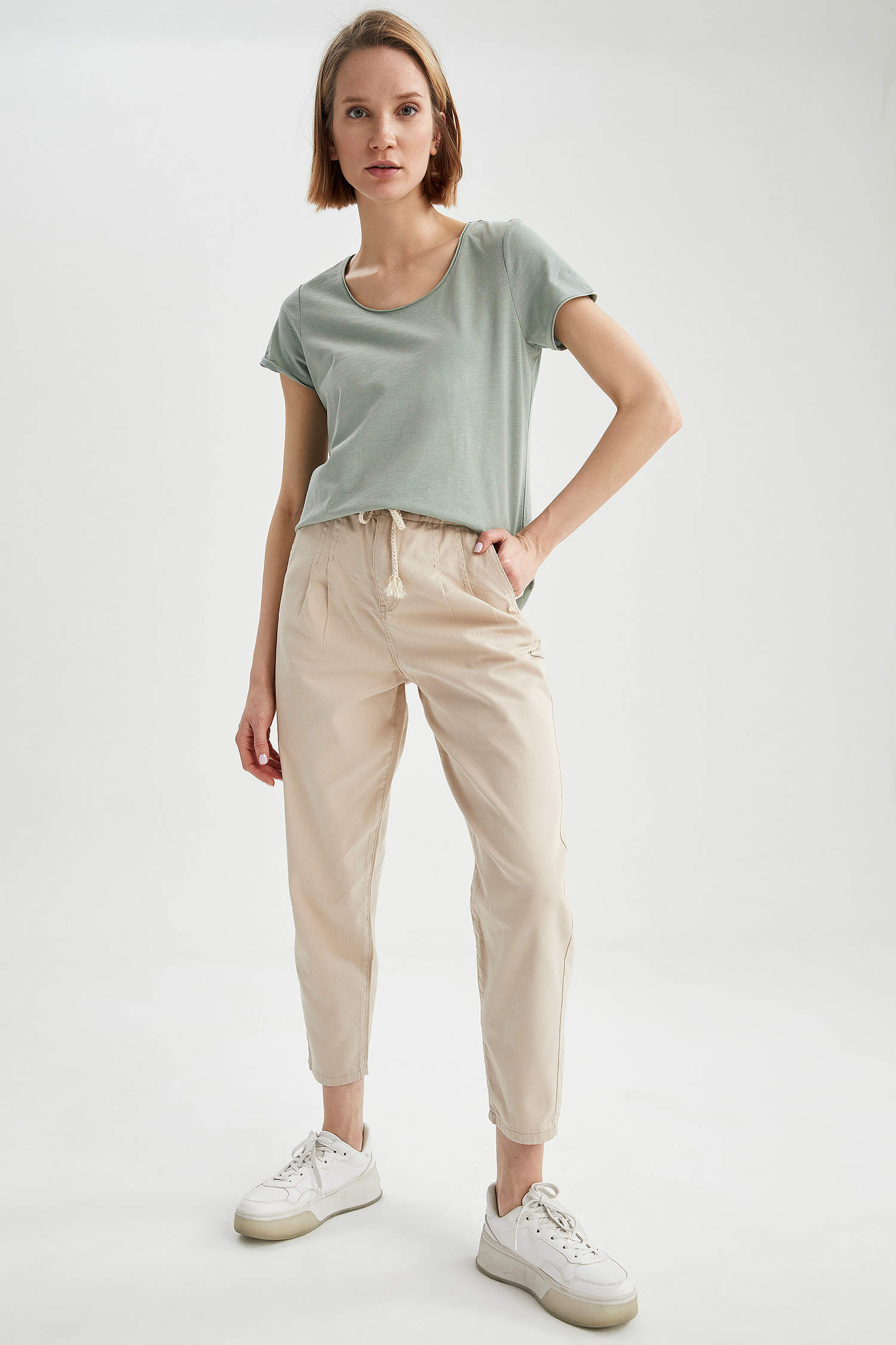 Turquoise WOMAN Short-Sleeved Regular Fit C-Neck Plain T-Shirt 1844402 ...